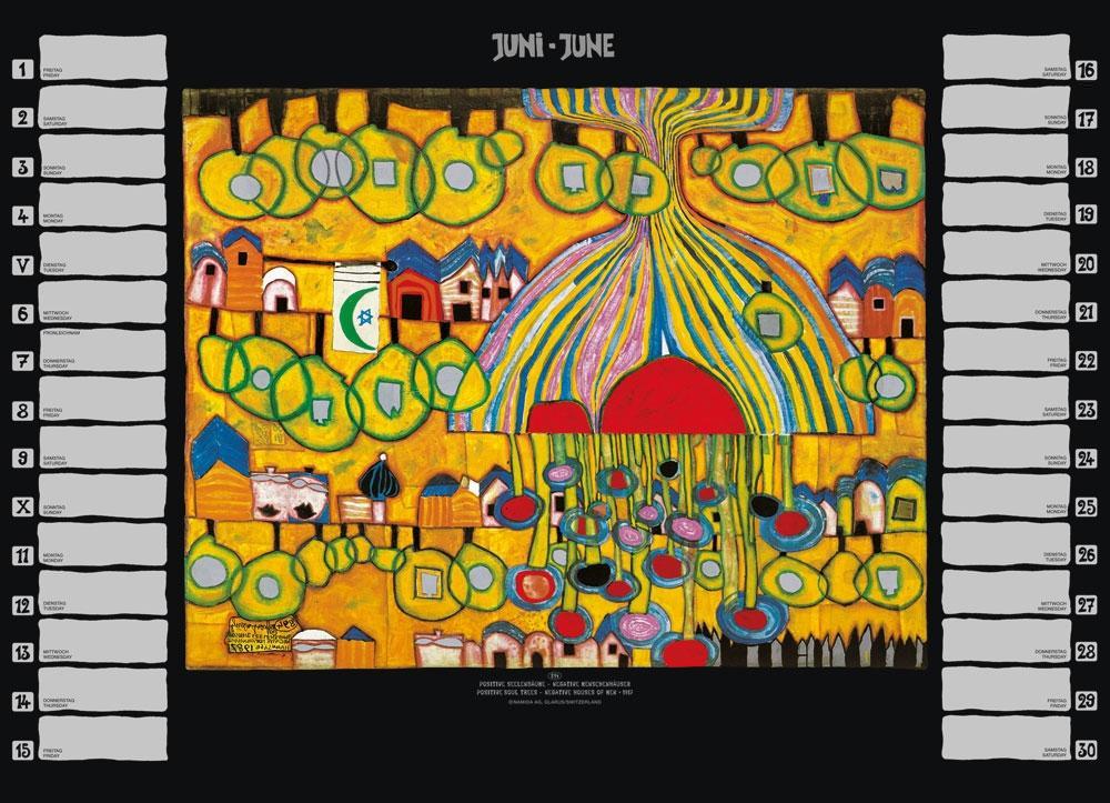 Beispielinhalt (Bild) Hundertwasser Premium Geburtstagskalender