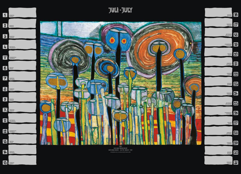 Beispielinhalt (Bild) Hundertwasser Premium Geburtstagskalender