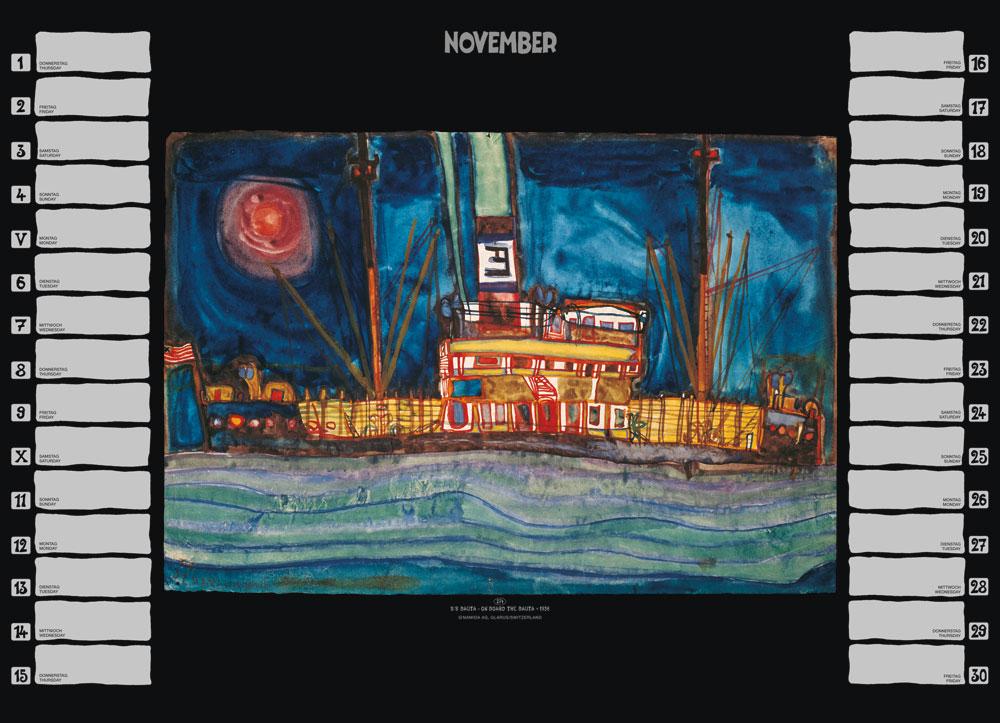 Beispielinhalt (Bild) Hundertwasser Premium Geburtstagskalender