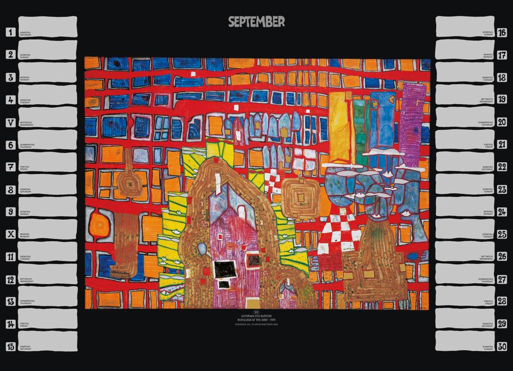 Beispielinhalt (Bild) Hundertwasser Premium Geburtstagskalender