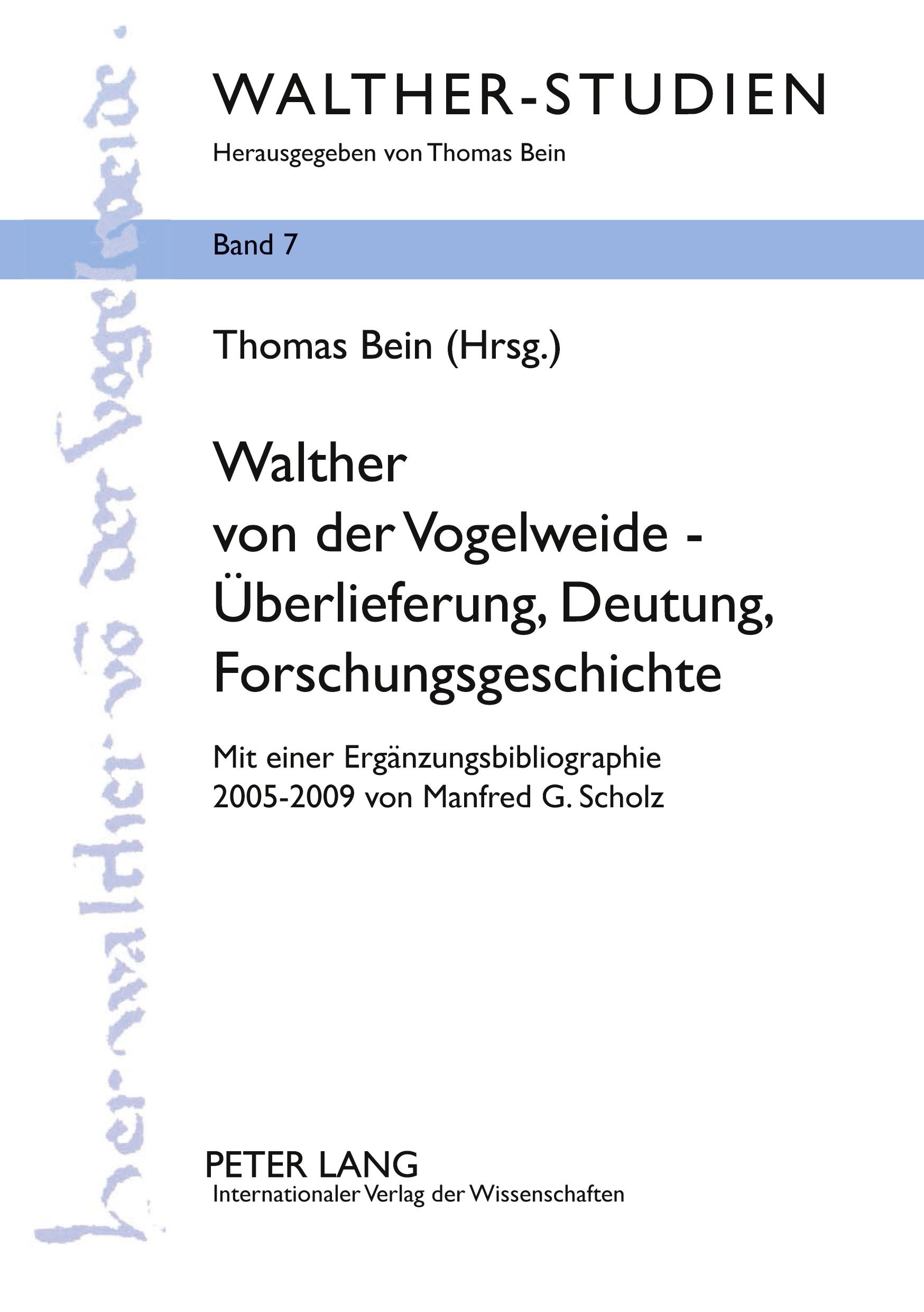 Vorderes Coverbild Walther von der Vogelweide - Überlieferung, Deutung, Forschungsgeschichte