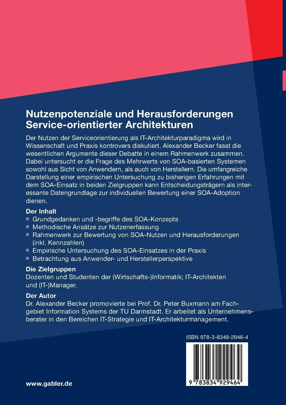 Rückseitencover Nutzenpotenziale und Herausforderungen Service-orientierter Architekturen