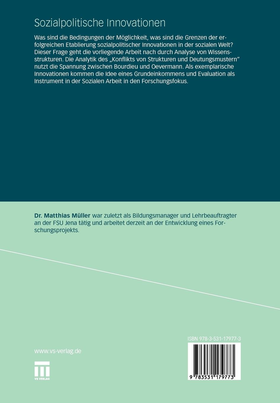 Rückseitencover Sozialpolitische Innovationen