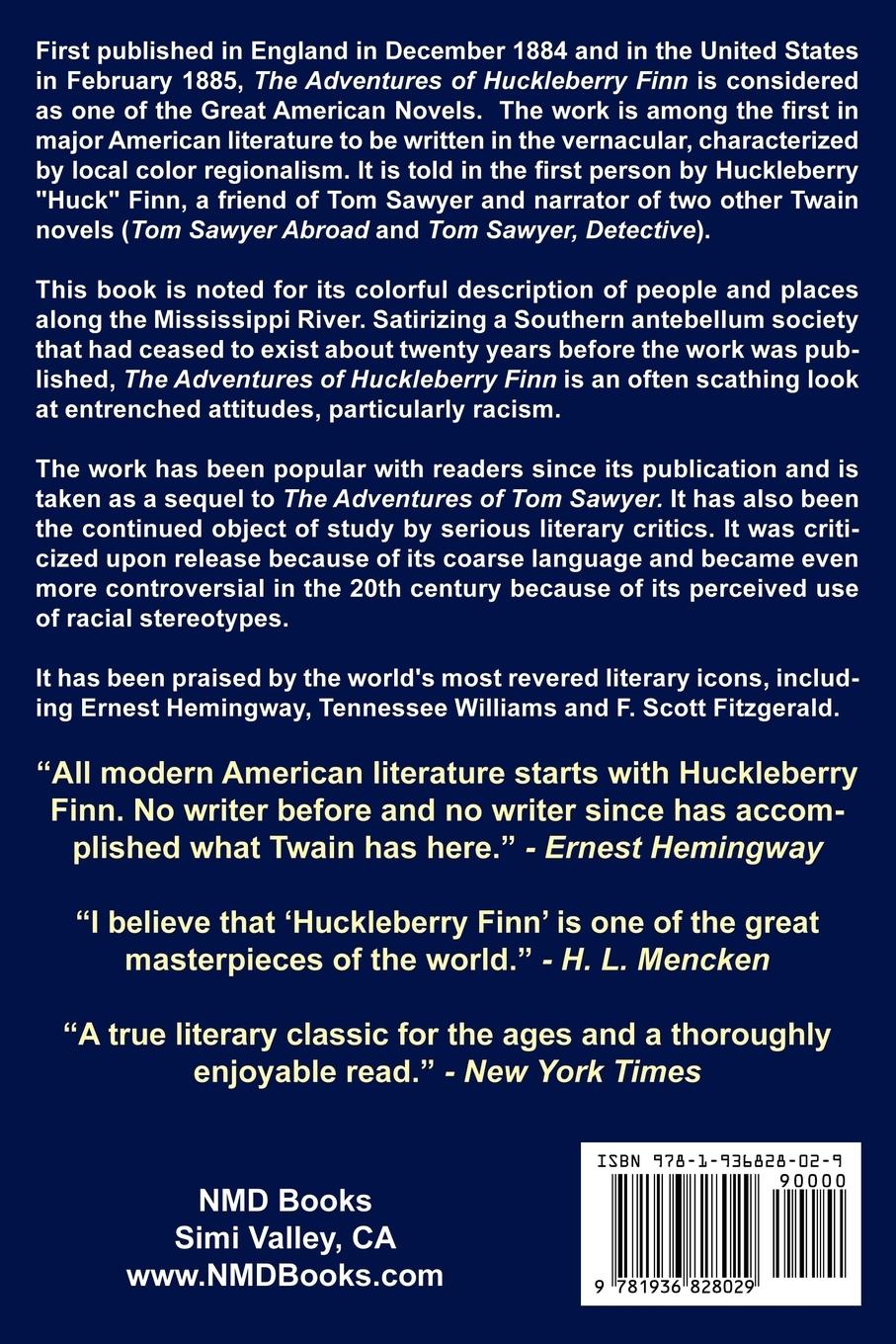 Rückseitencover The Adventures of Huckleberry Finn