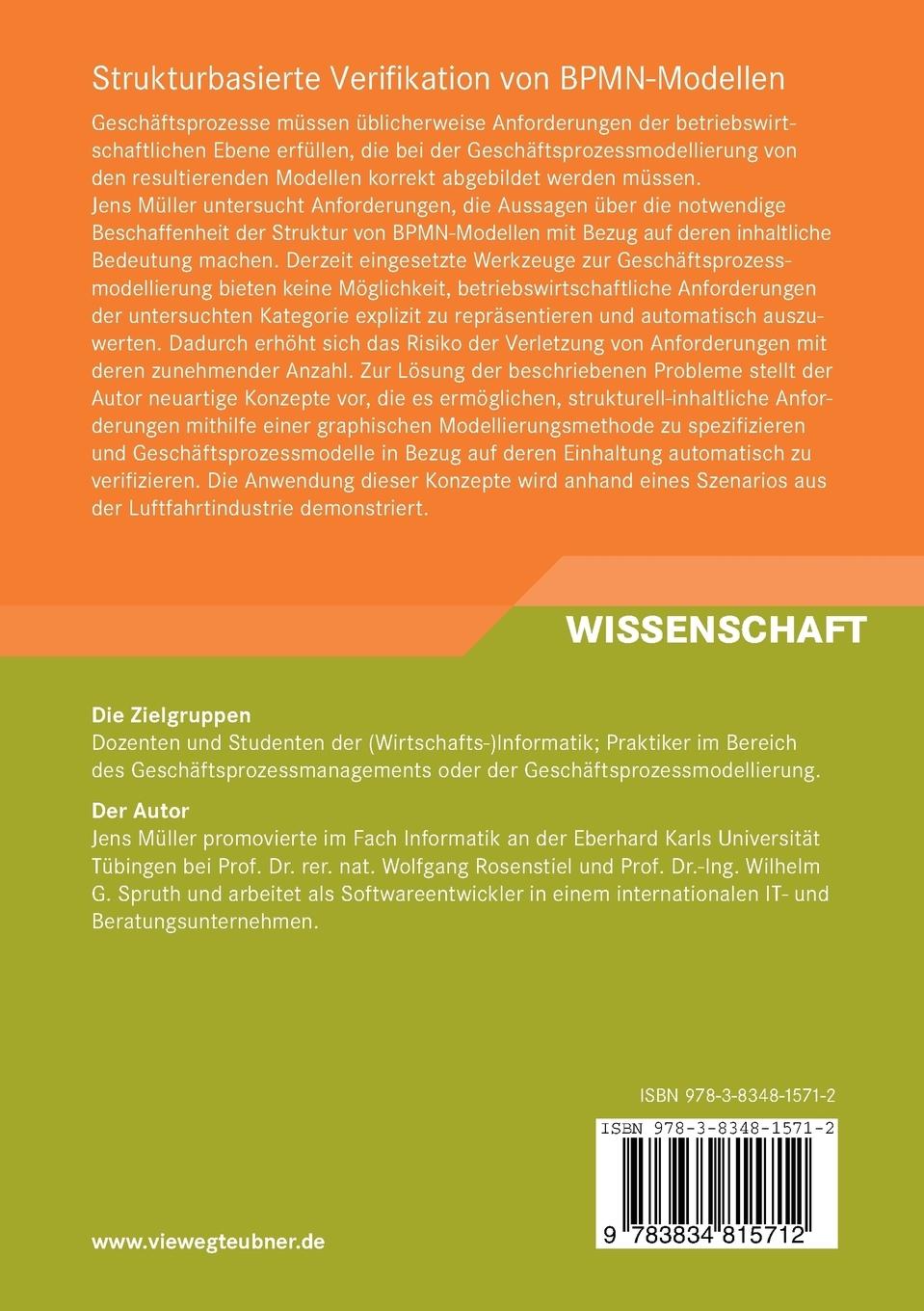 Rückseitencover Strukturbasierte Verifikation von BPMN-Modellen