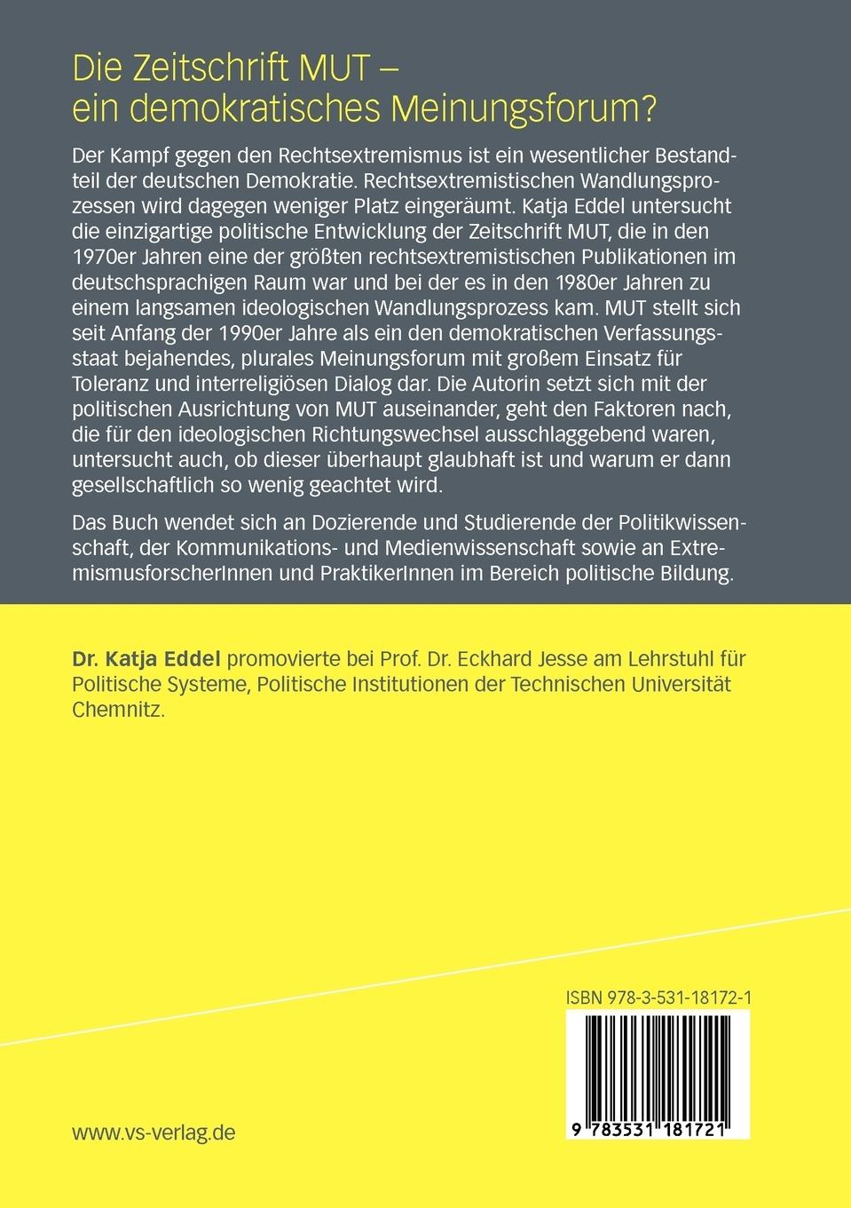 Rückseitencover Die Zeitschrift MUT - ein demokratisches Meinungsforum?