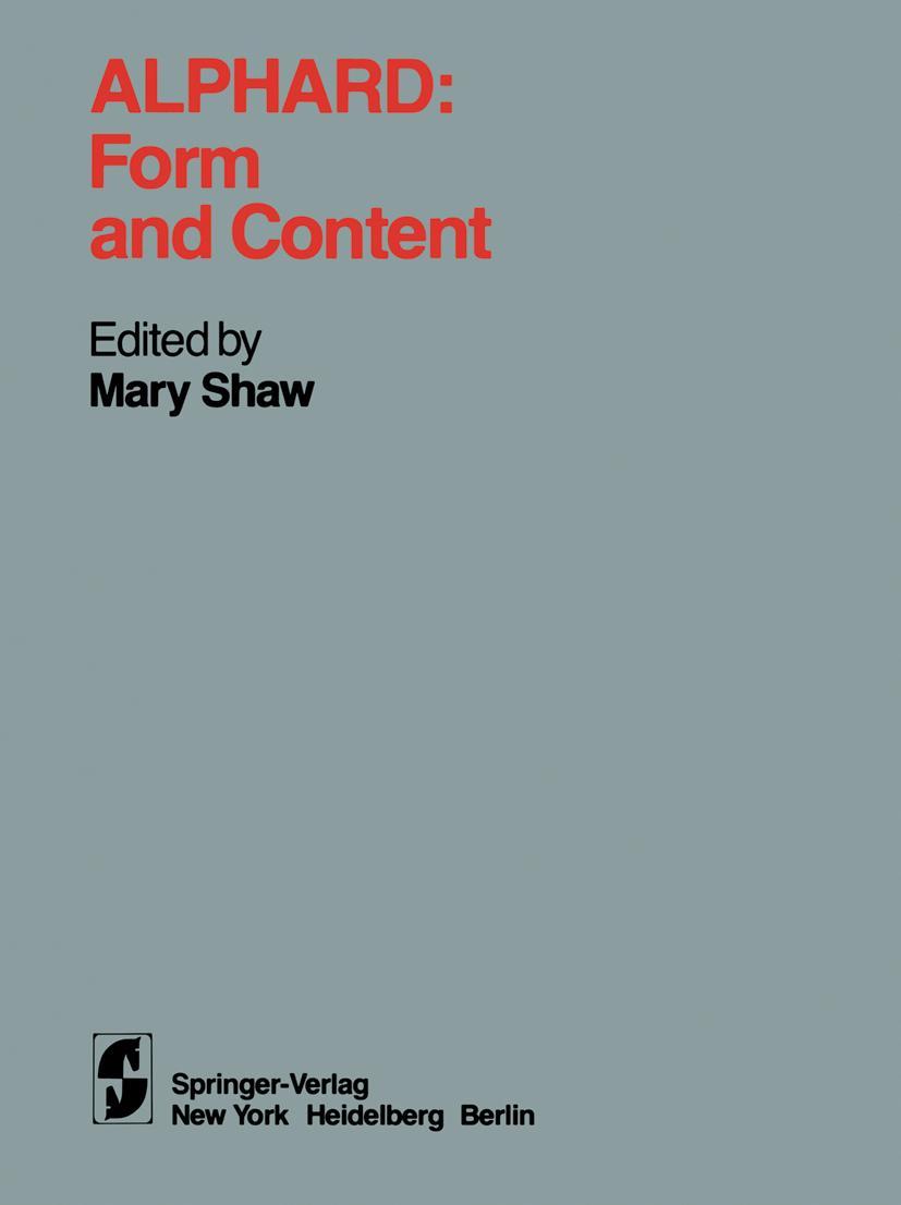 Vorderes Coverbild Alphard: Form and Content