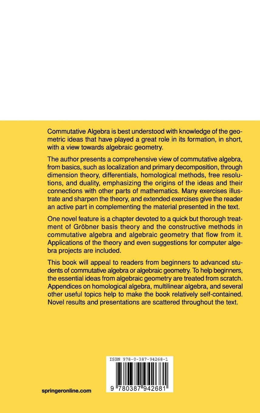 Rückseitencover Commutative Algebra