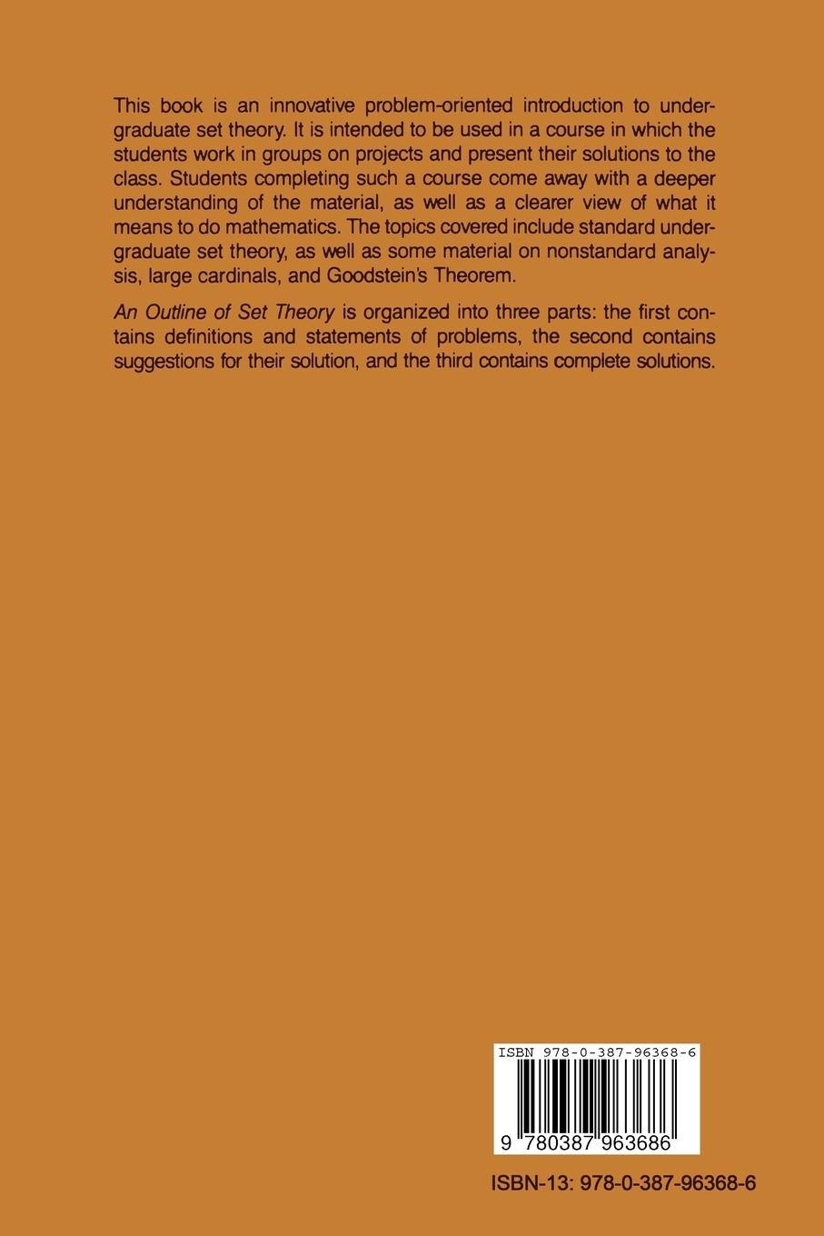 Rückseitencover An Outline of Set Theory