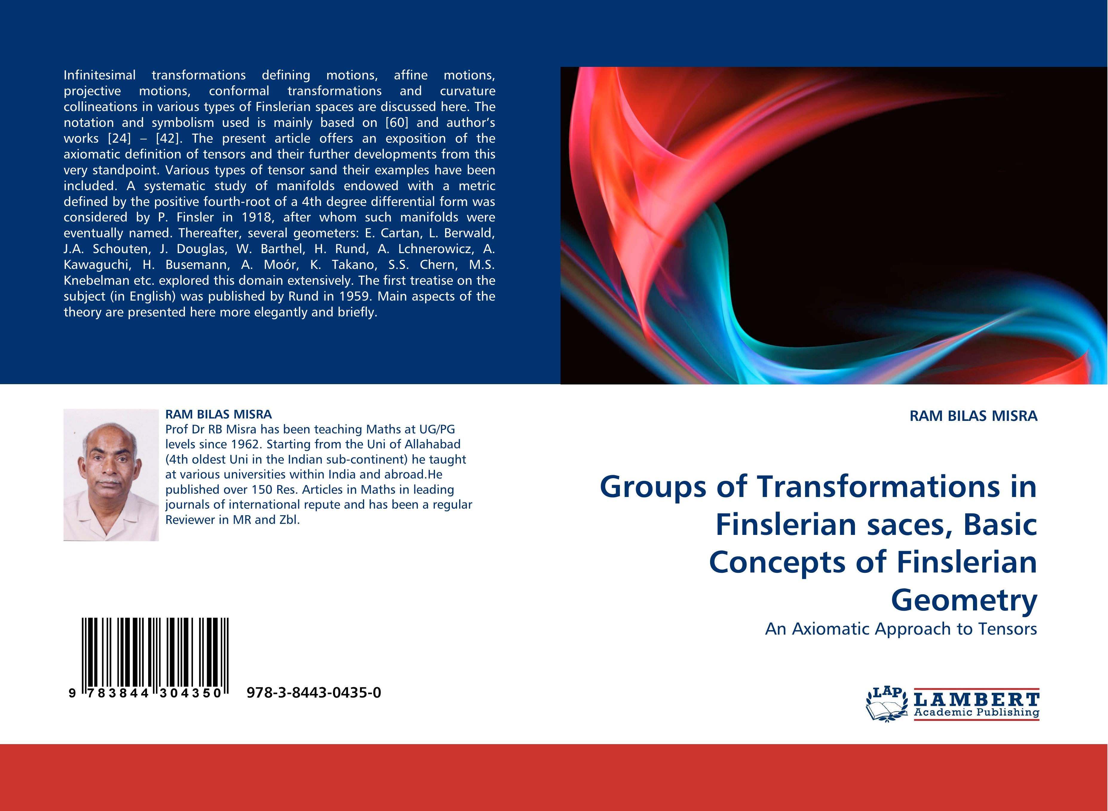 Vorderes Coverbild Groups of Transformations in Finslerian saces, Basic Concepts of Finslerian Geometry