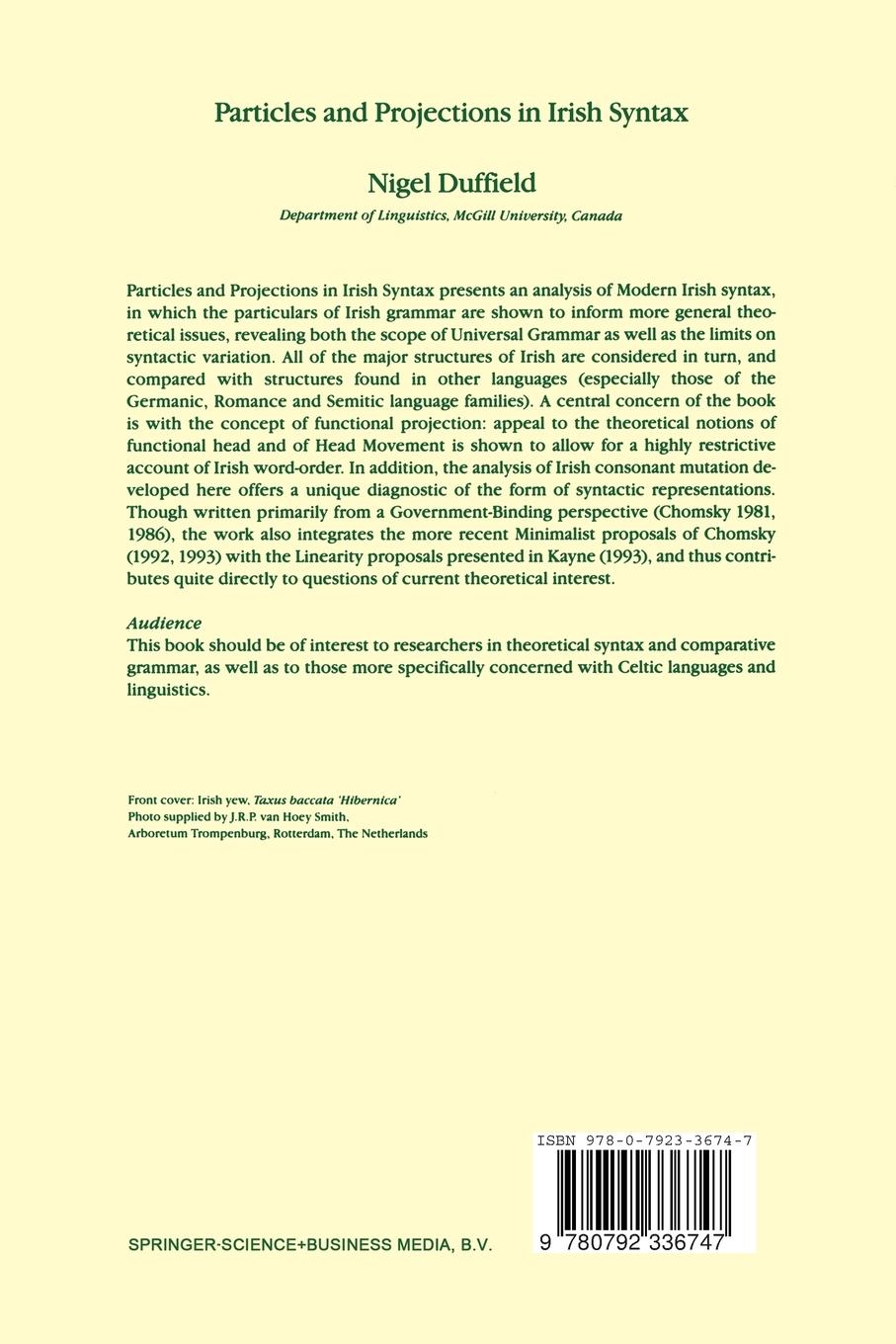 Rückseitencover Particles and Projections in Irish Syntax