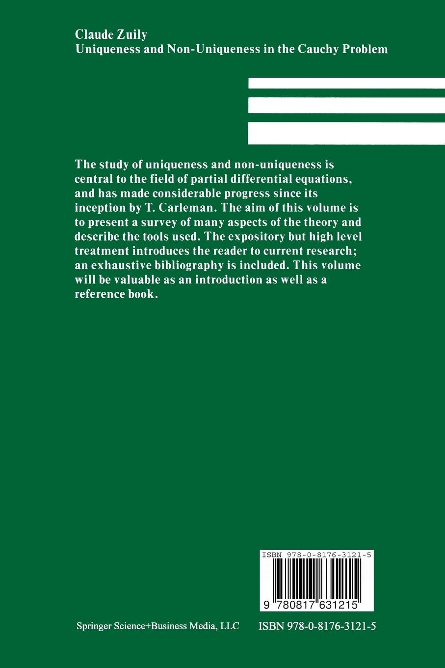 Rückseitencover Uniqueness and Non-Uniqueness in the Cauchy Problem