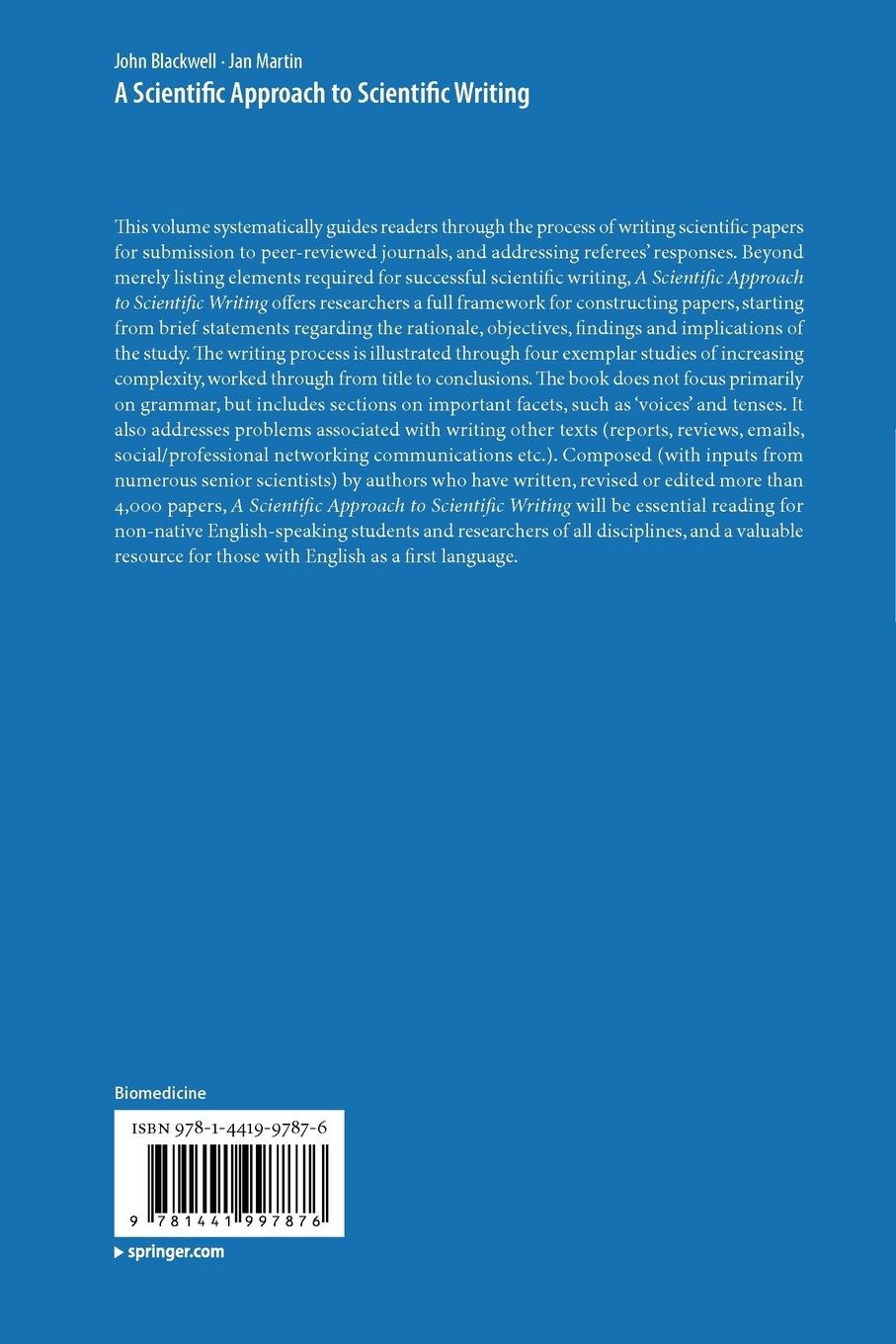 Rückseitencover A Scientific Approach to Scientific Writing