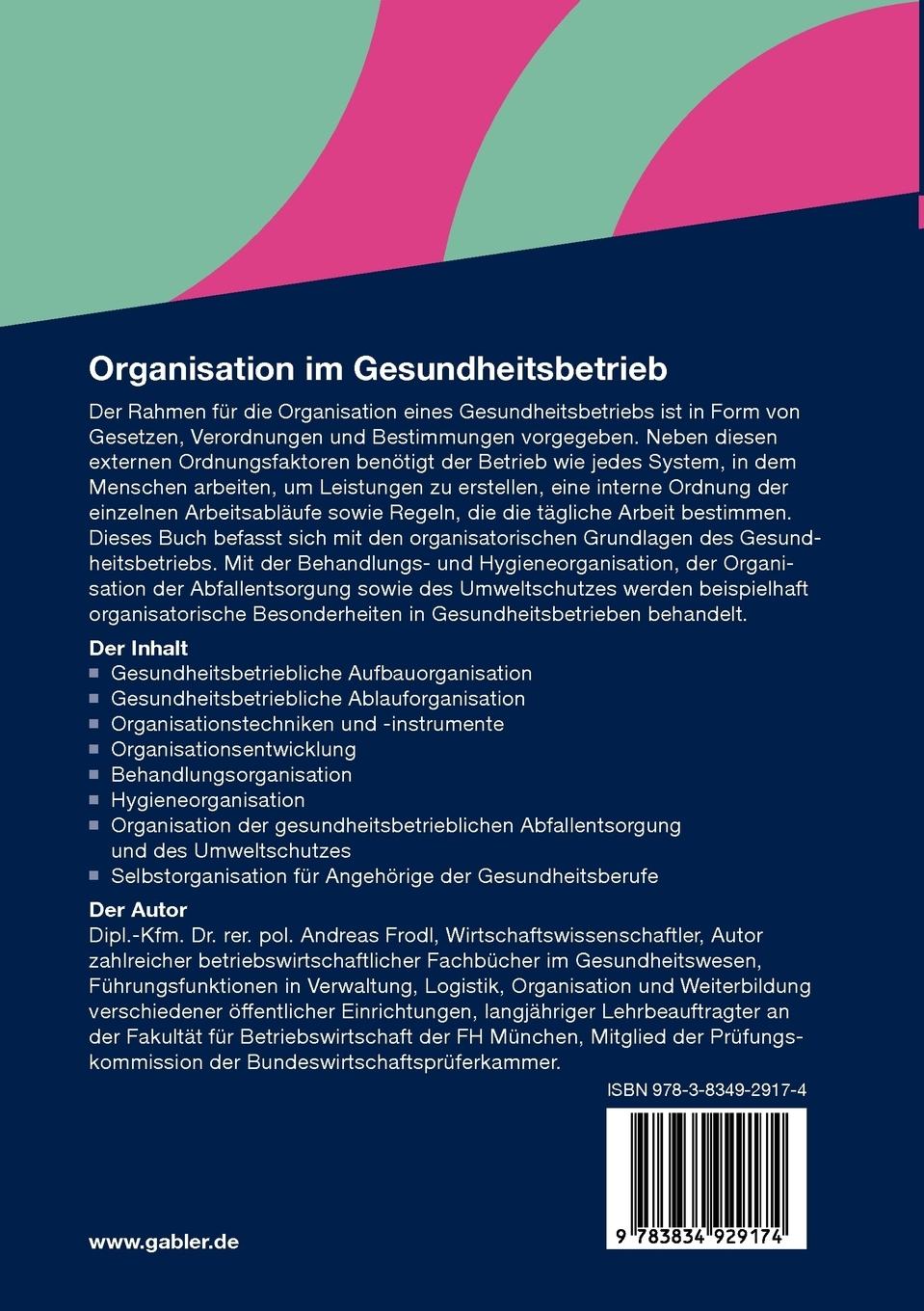 Rückseitencover Organisation im Gesundheitsbetrieb