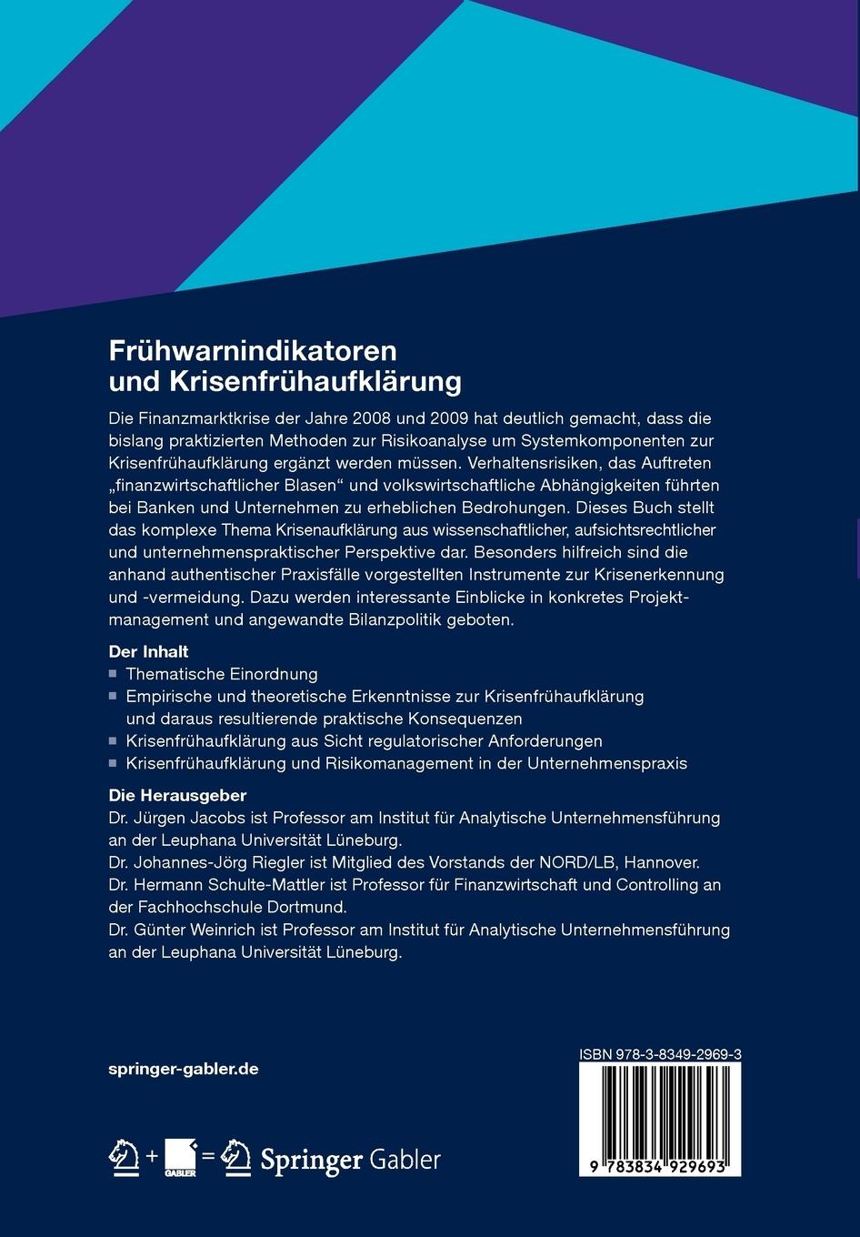 Rückseitencover Frühwarnindikatoren und Krisenfrühaufklärung