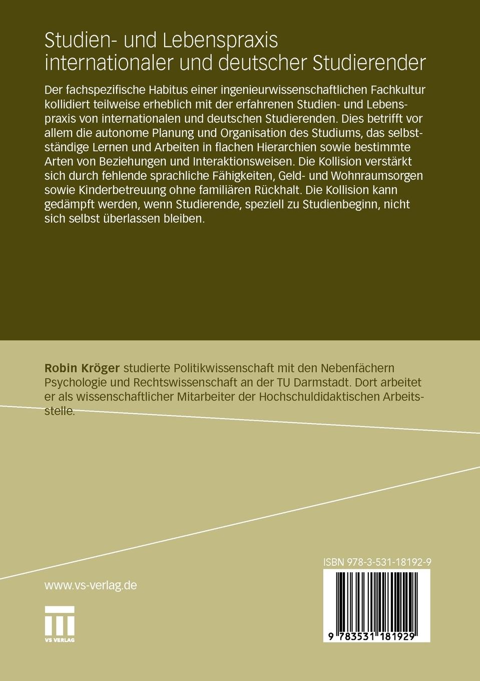 Rückseitencover Studien- und Lebenspraxis internationaler und deutscher Studierender