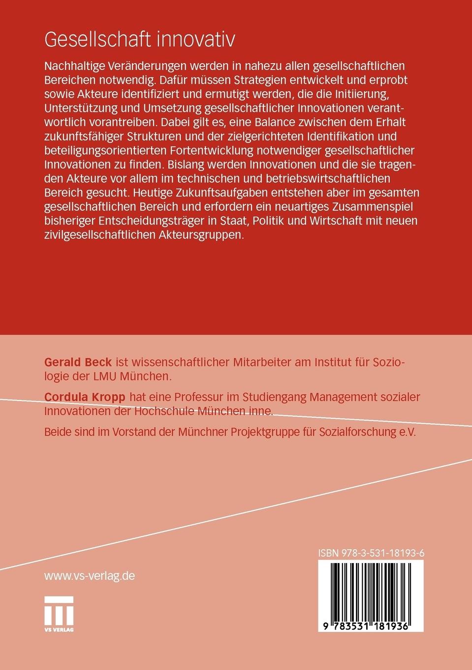 Rückseitencover Gesellschaft innovativ