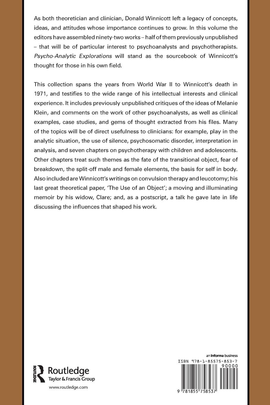 Rückseitencover Psycho-Analytic Explorations