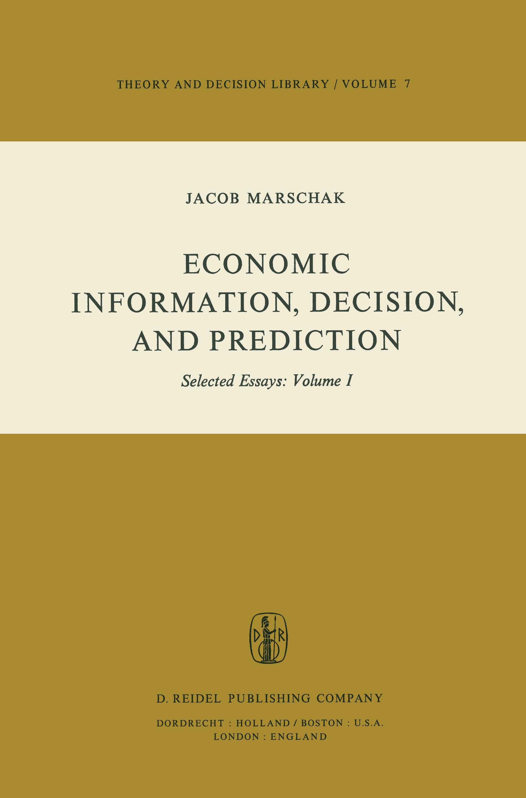 Vorderes Coverbild Economic Information, Decision, and Prediction