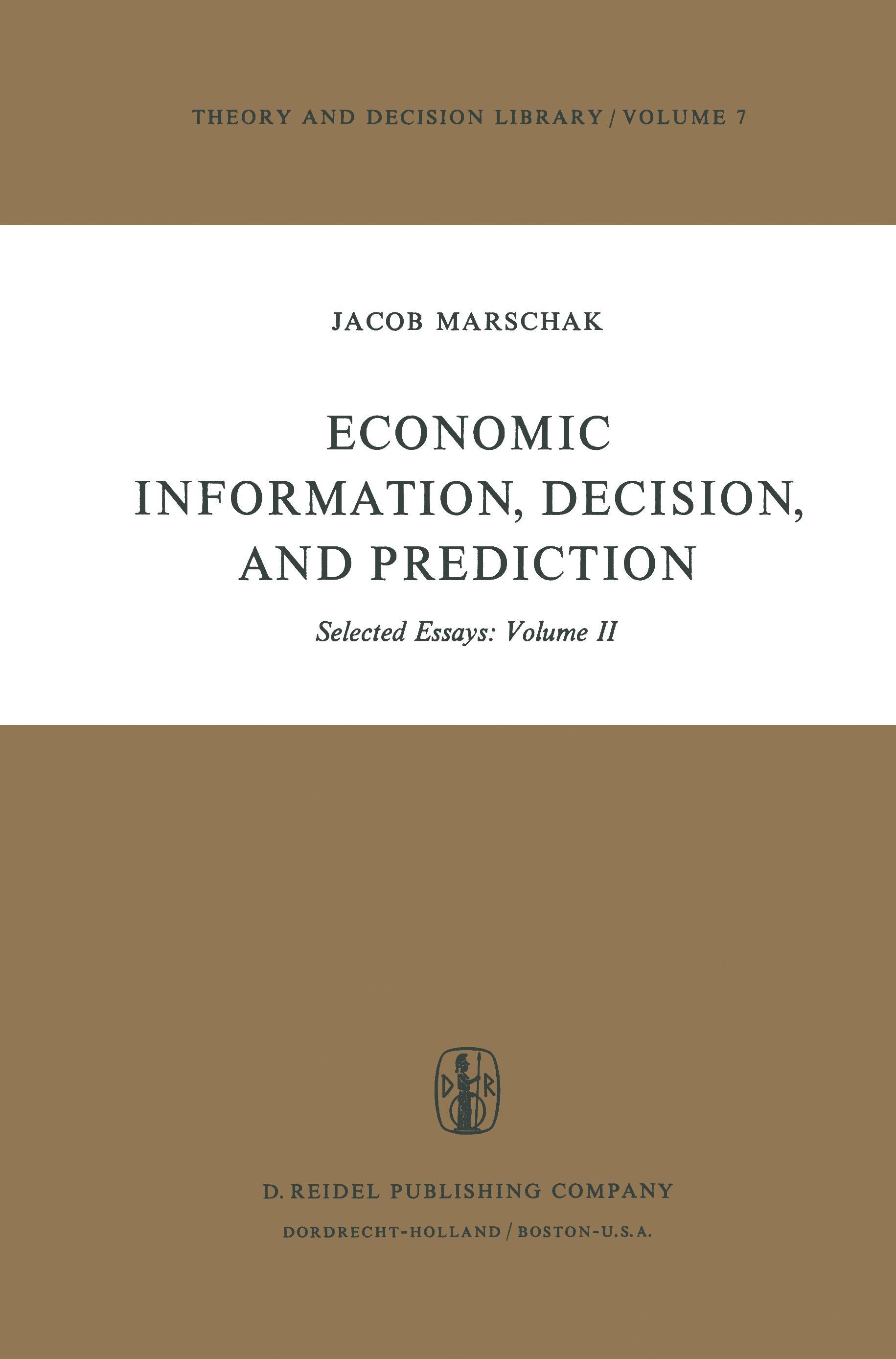 Vorderes Coverbild Economic Information, Decision, and Prediction