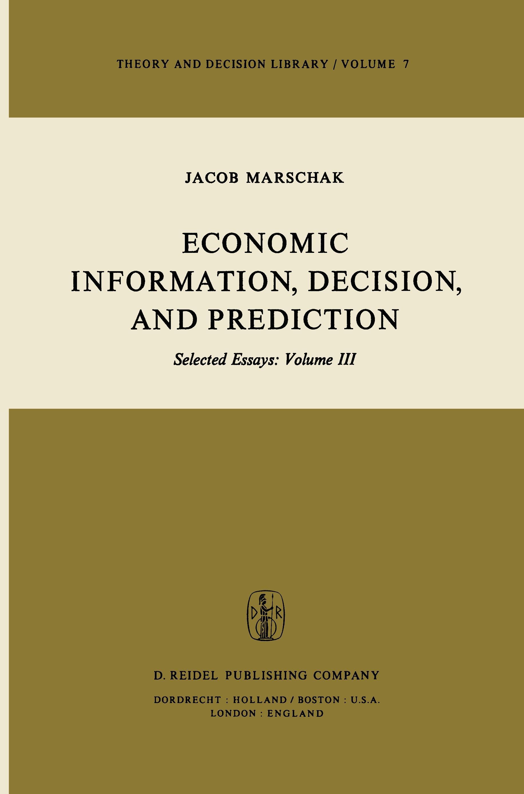 Vorderes Coverbild Economic Information, Decision, and Prediction