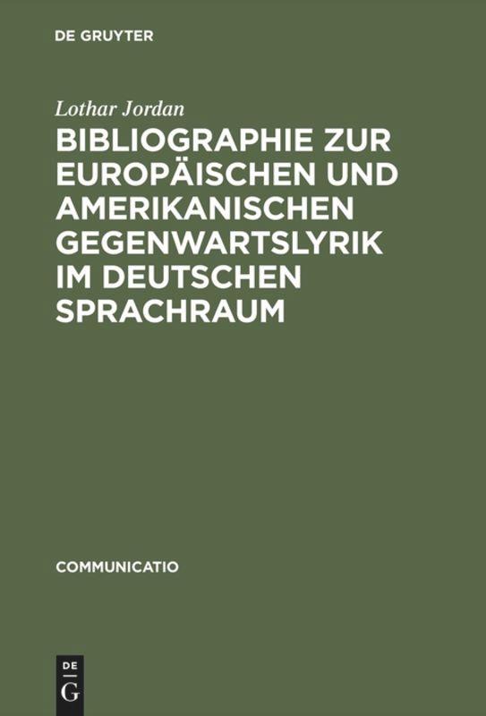 Vorderes Coverbild Bibliographie zur europäischen und amerikanischen Gegenwartslyrik im deutschen Sprachraum