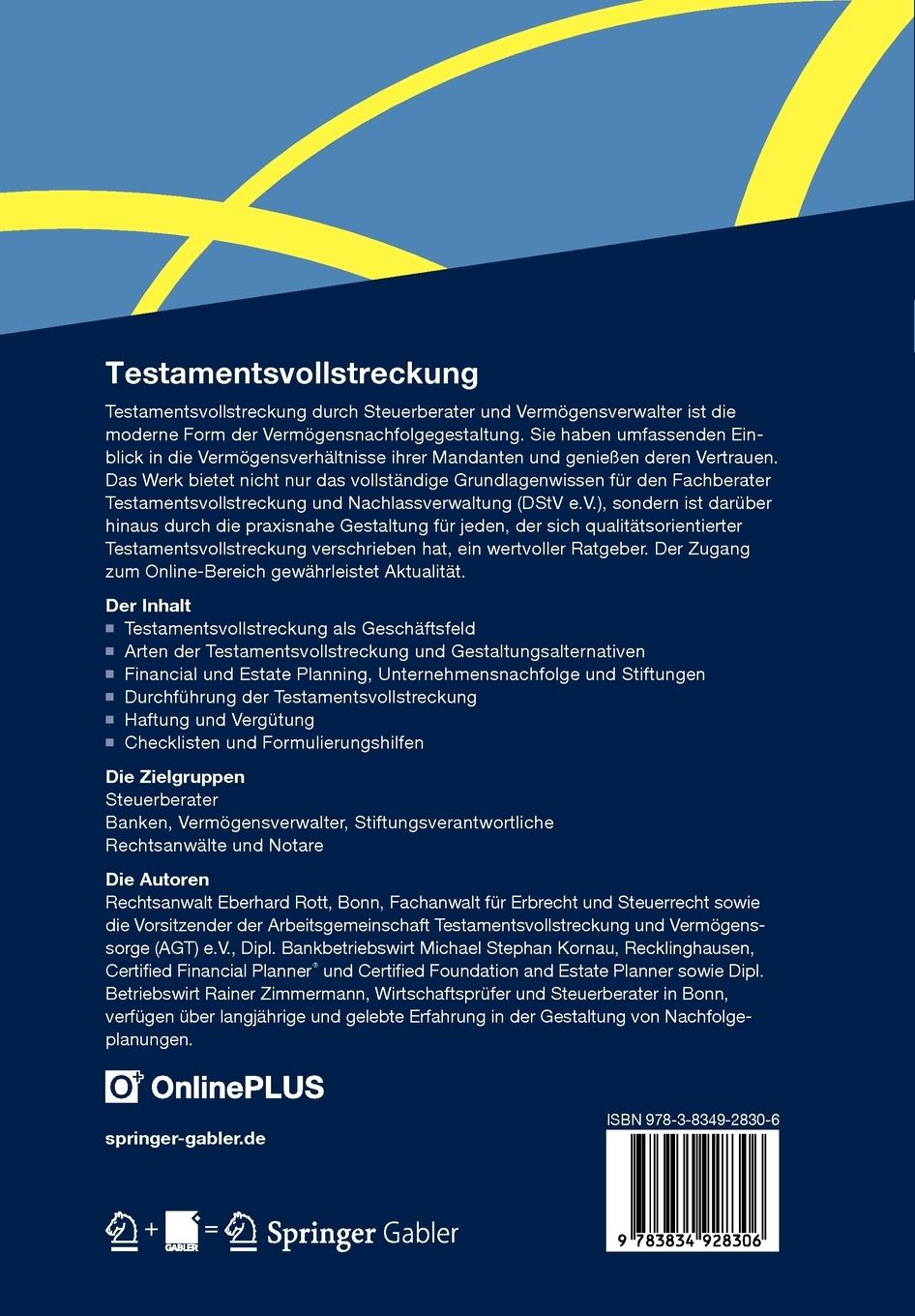 Rückseitencover Testamentsvollstreckung
