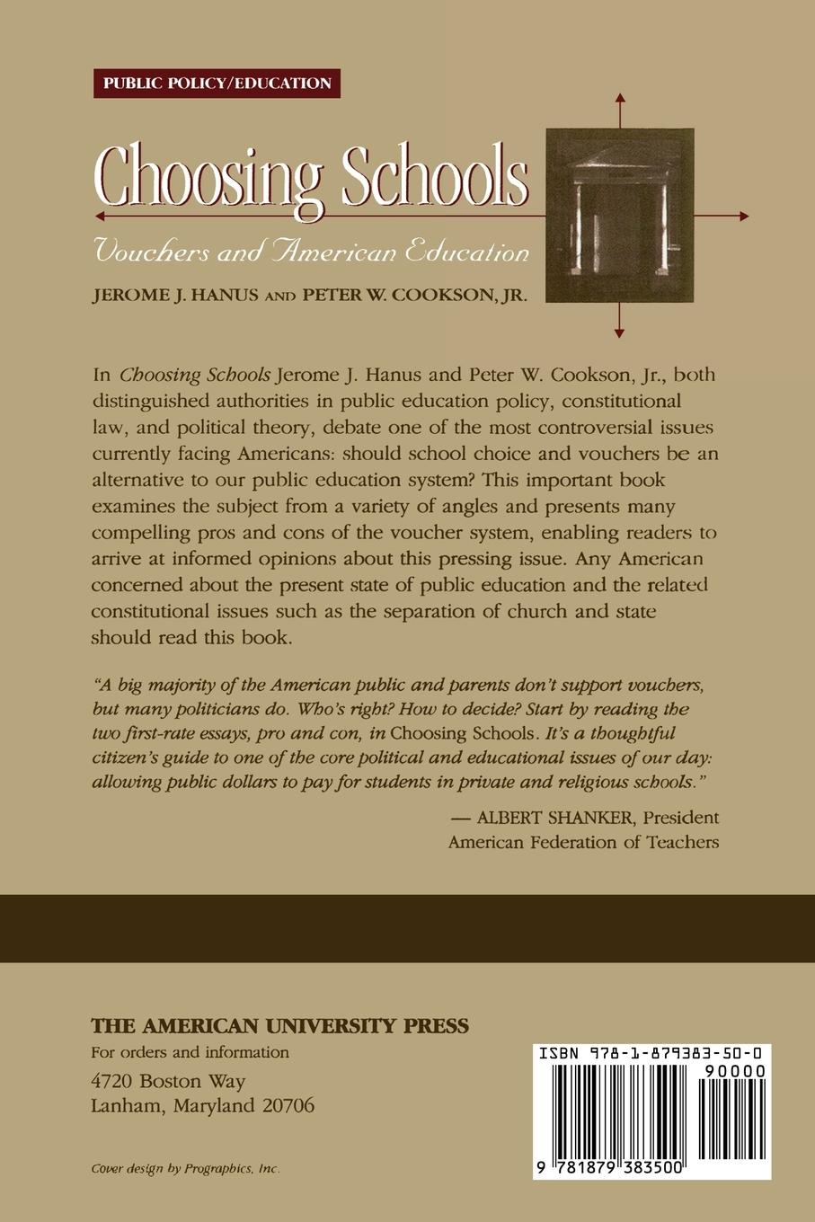 Rückseitencover Choosing Schools