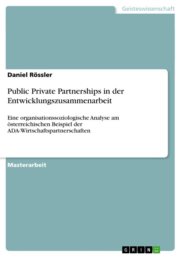 Vorderes Coverbild Public Private Partnerships in der Entwicklungszusammenarbeit