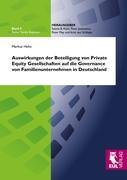 Vorderes Coverbild Auswirkungen der Beteiligung von Private Equity Gesellschaften auf die Governance von Familienunternehmen in Deutschland