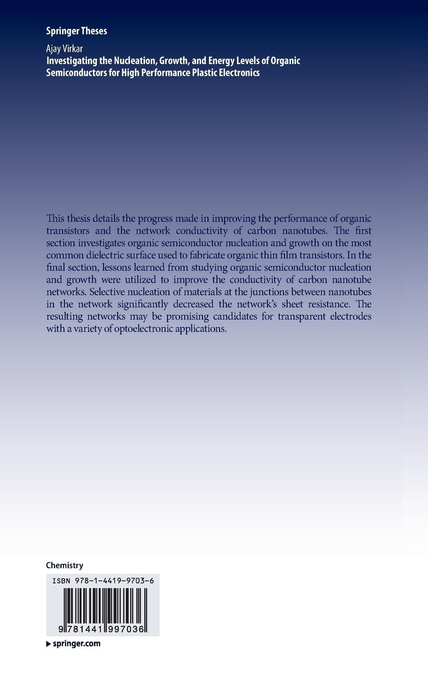 Rückseitencover Investigating the Nucleation, Growth, and Energy Levels of Organic Semiconductors for High Performance Plastic Electronics