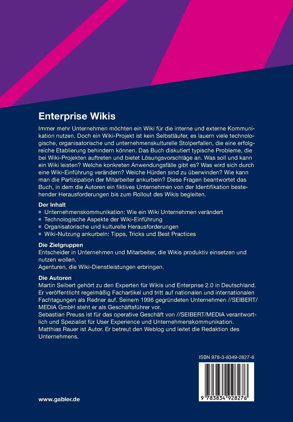 Rückseitencover Enterprise Wikis