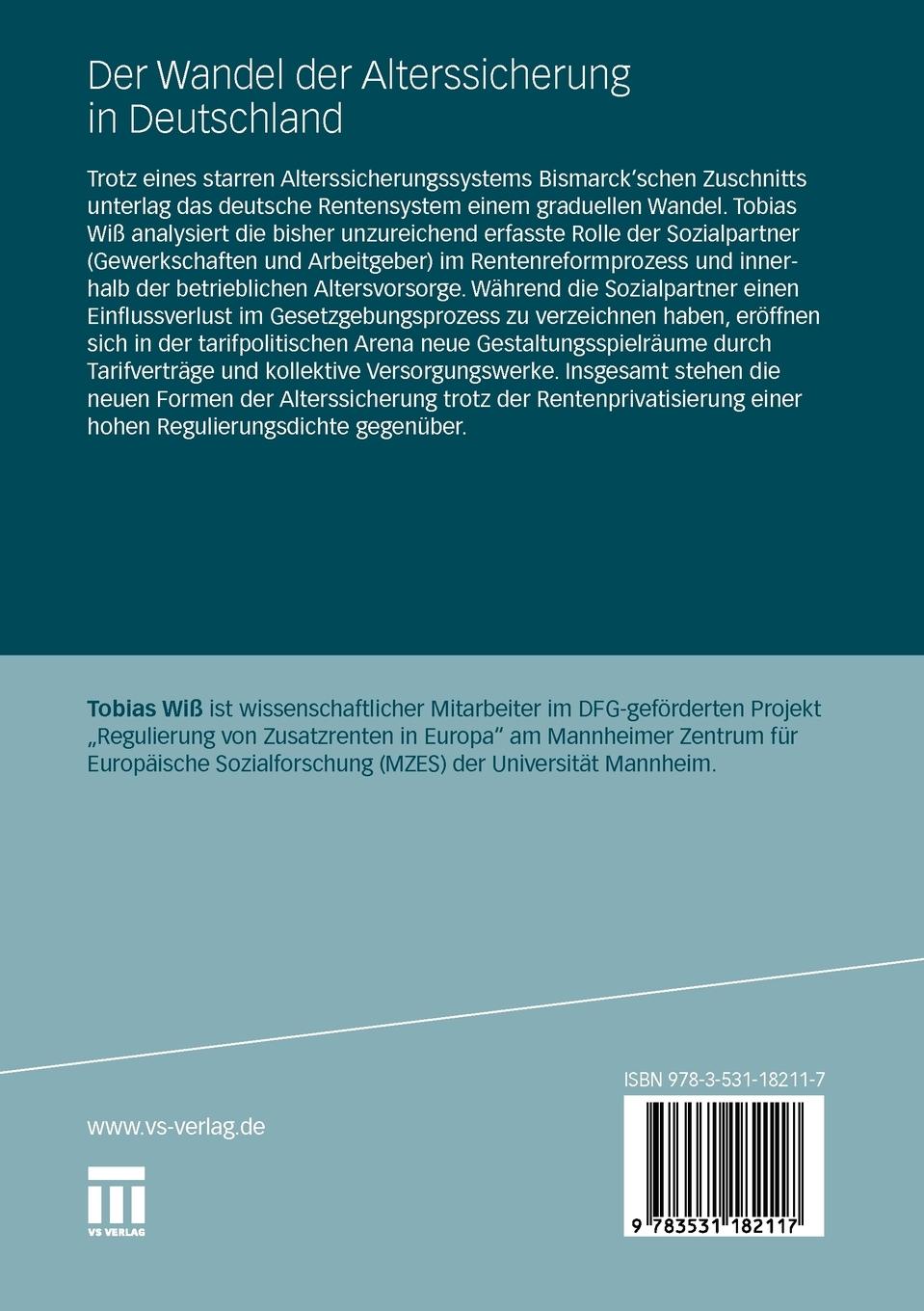 Rückseitencover Der Wandel der Alterssicherung in Deutschland