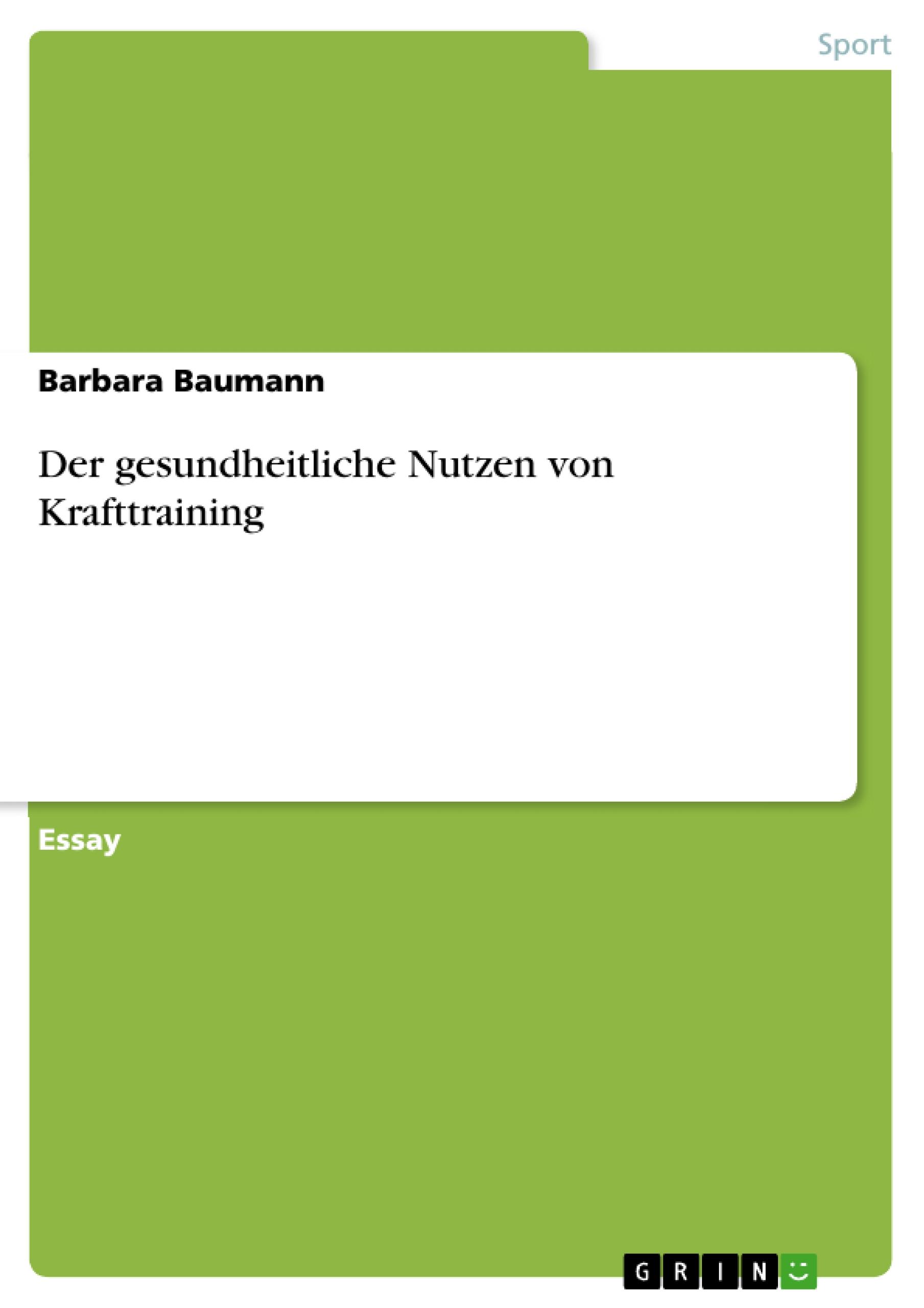 Vorderes Coverbild Der gesundheitliche Nutzen von Krafttraining
