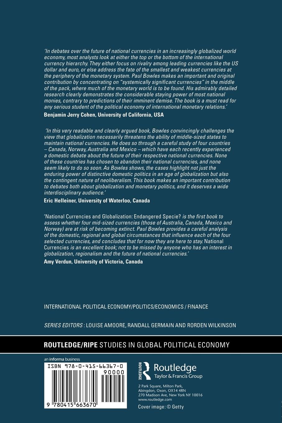 Rückseitencover National Currencies and Globalization