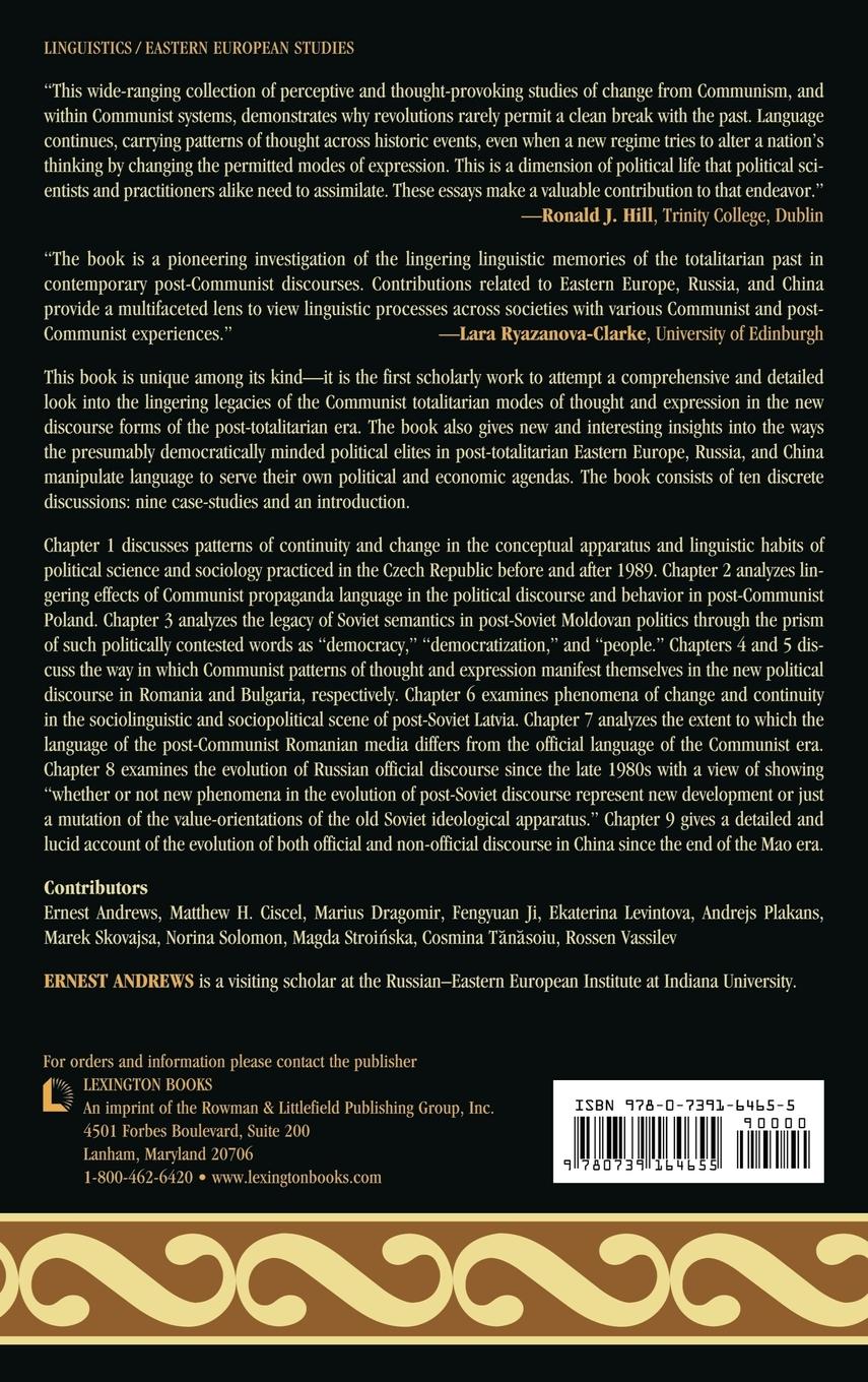 Rückseitencover Legacies of Totalitarian Language in the Discourse Culture of the Post-Totalitarian Era