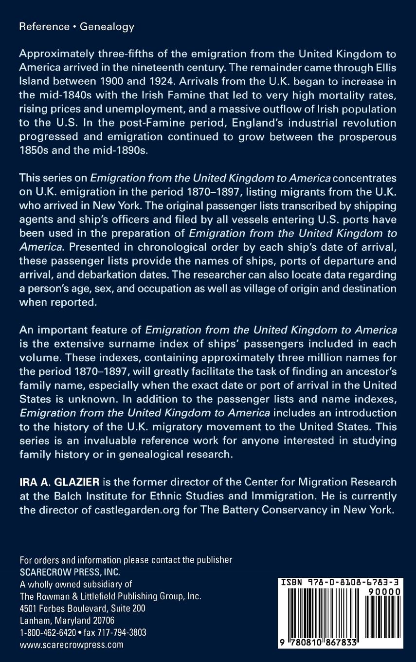 Rückseitencover Emigration from the United Kingdom to America