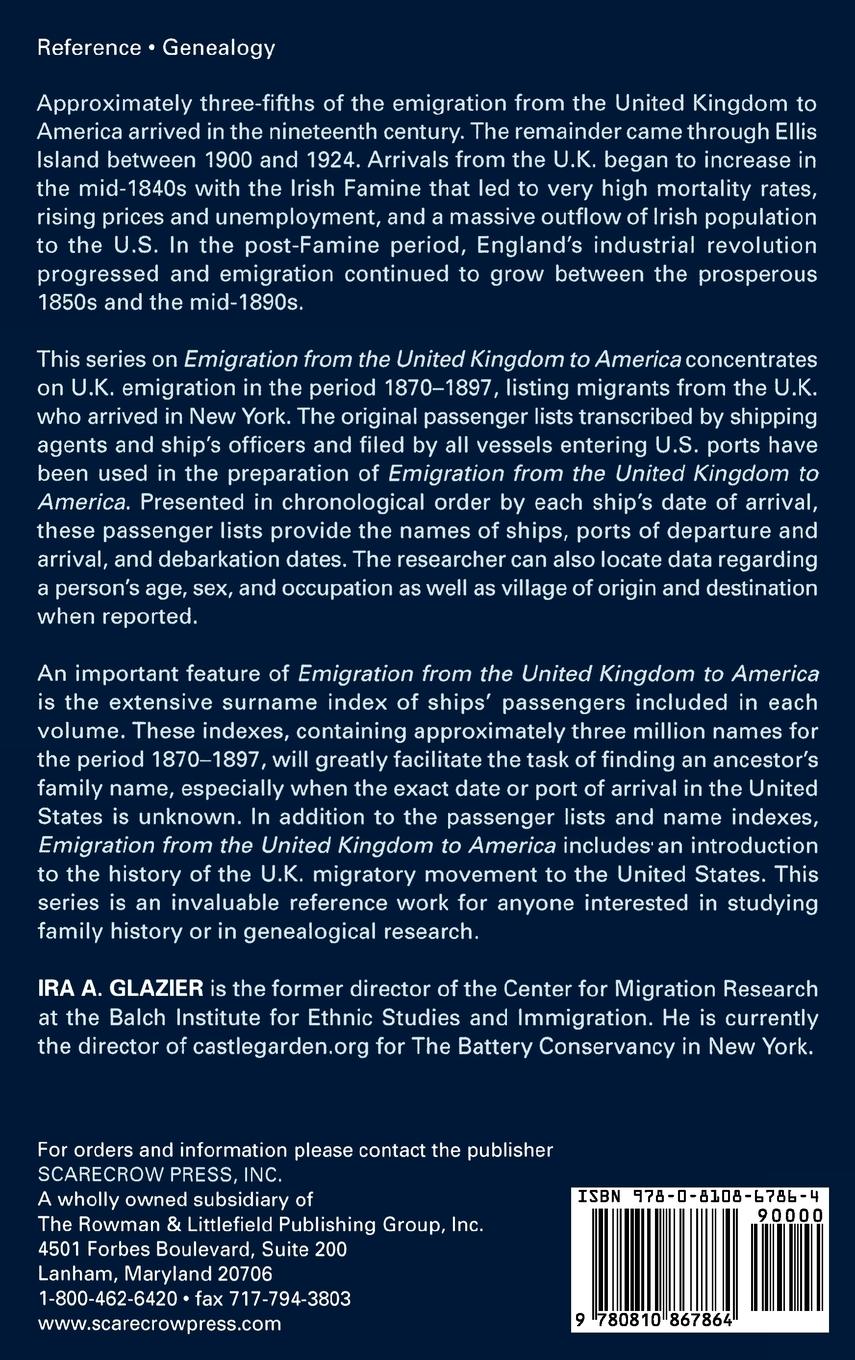 Rückseitencover Emigration from the United Kingdom to America