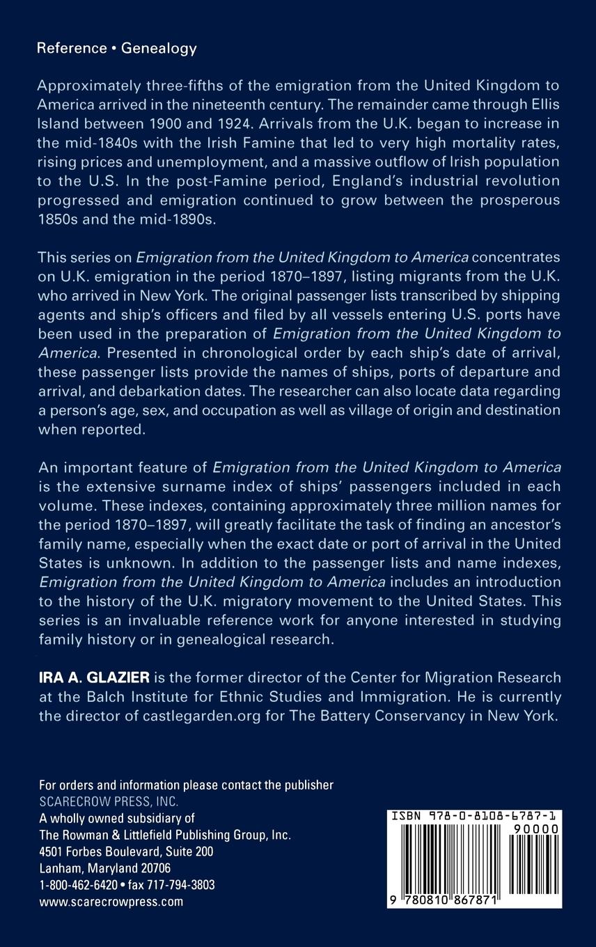 Rückseitencover Emigration from the United Kingdom to America