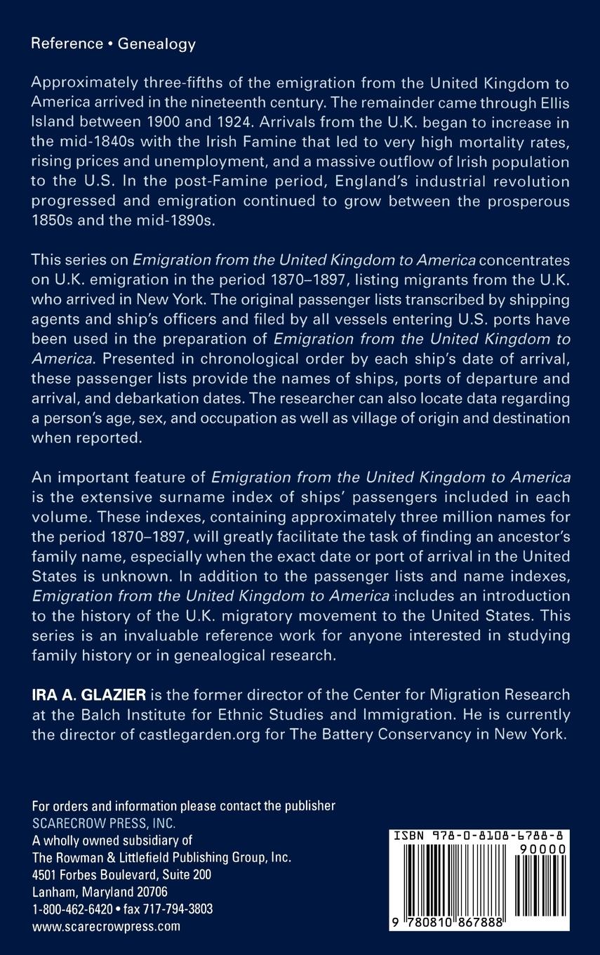 Rückseitencover Emigration from the United Kingdom to America