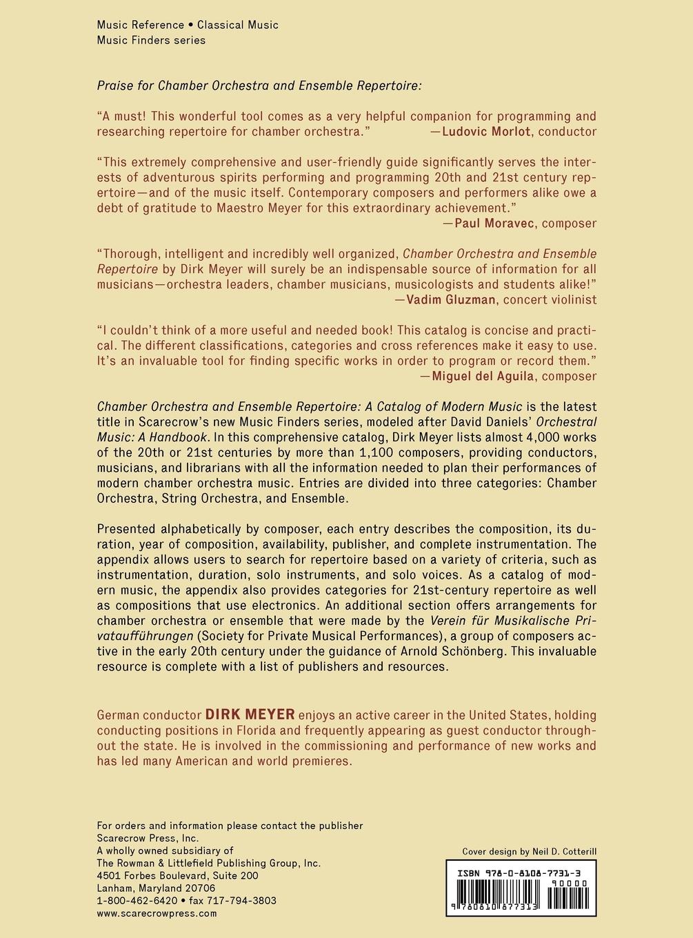 Rückseitencover Chamber Orchestra and Ensemble Repertoire
