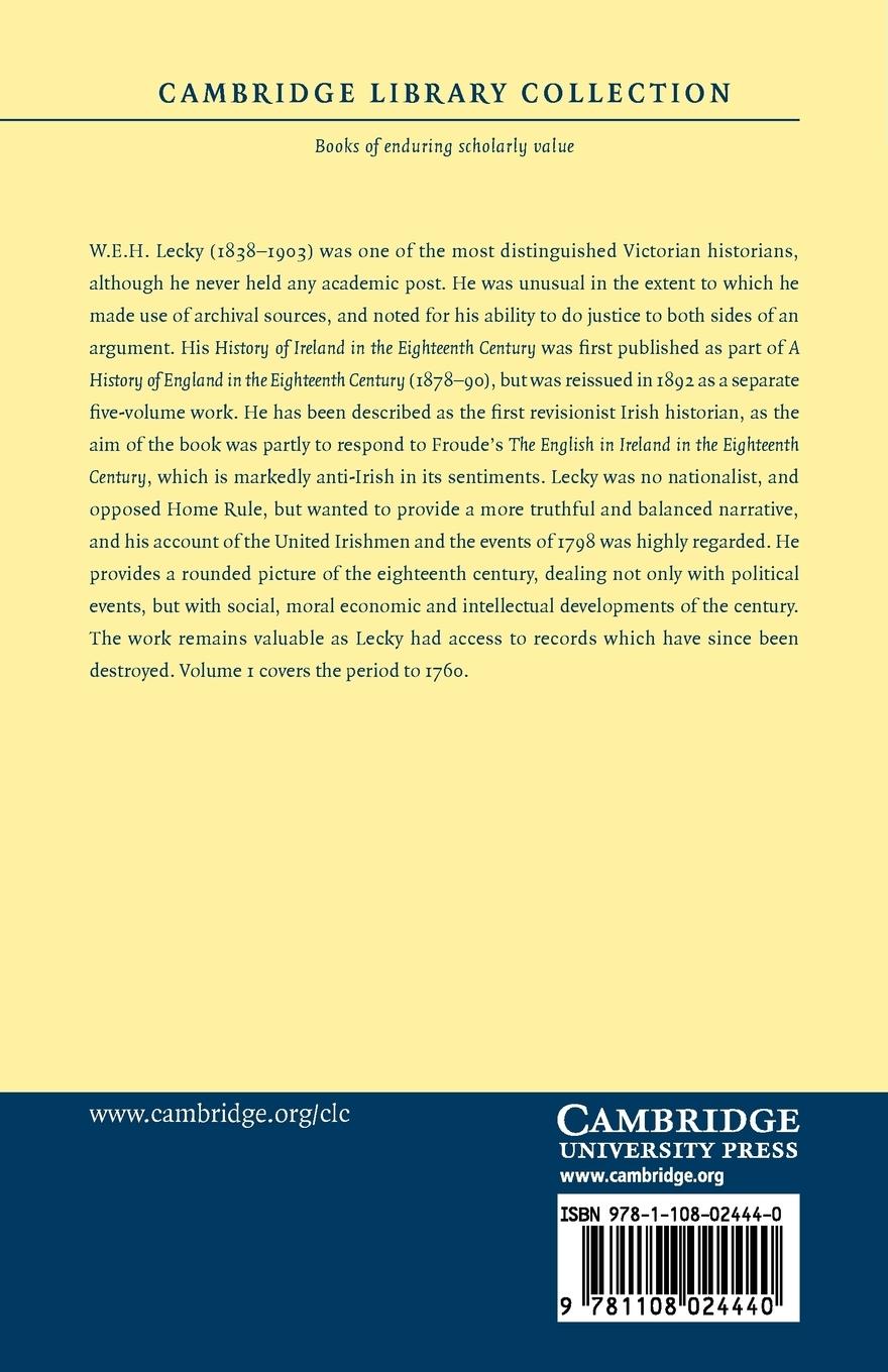 Rückseitencover A History of Ireland in the Eighteenth Century - Volume 1