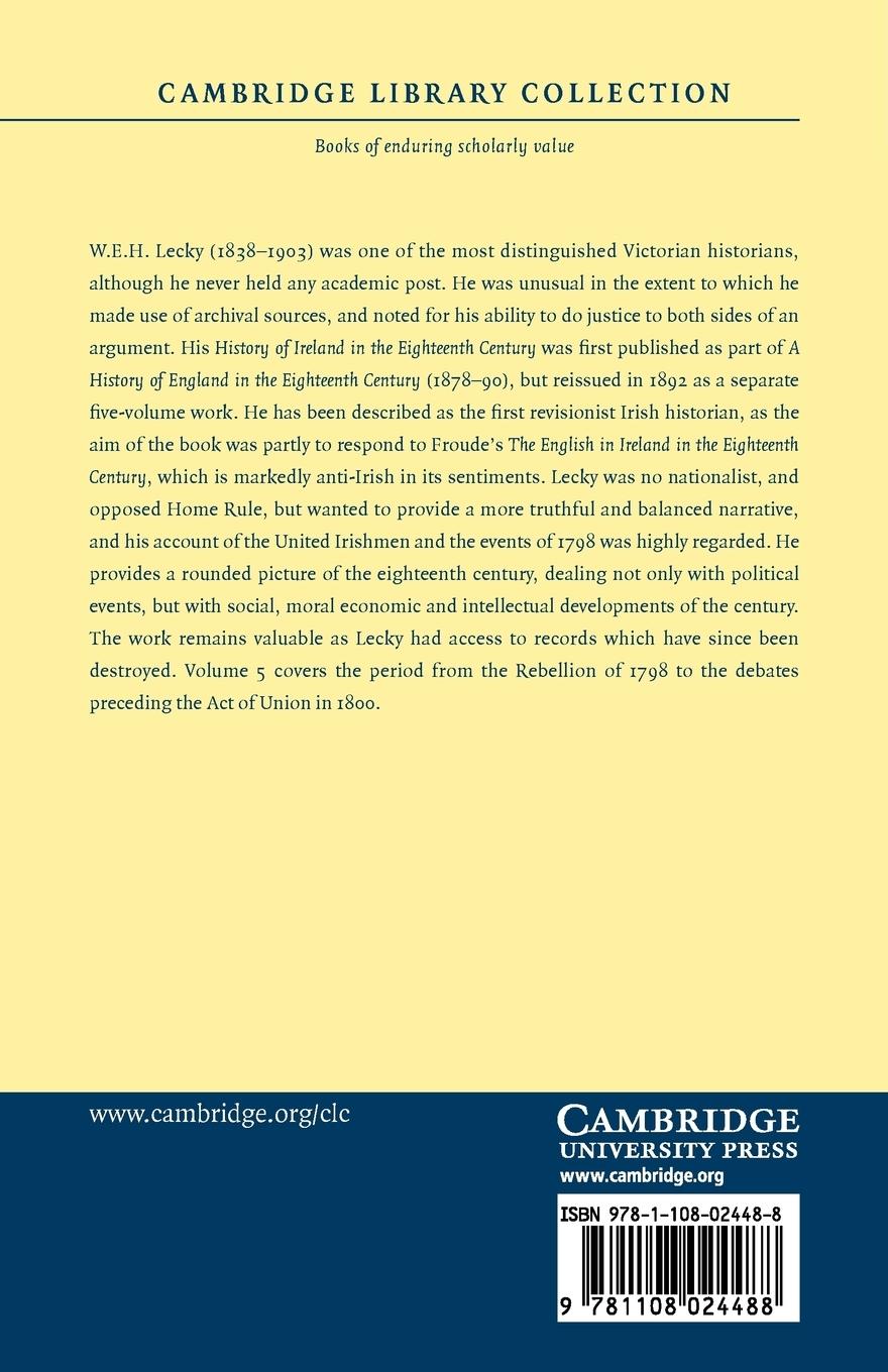 Rückseitencover A History of Ireland in the Eighteenth Century - Volume 5