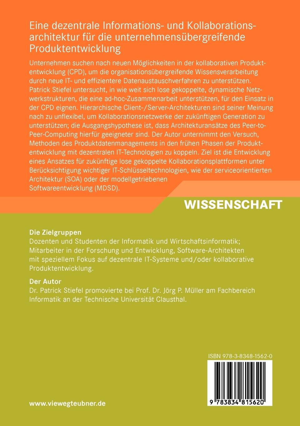 Rückseitencover Eine dezentrale Informations- und Kollaborationsarchitektur für die unternehmensübergreifende Produktentwicklung