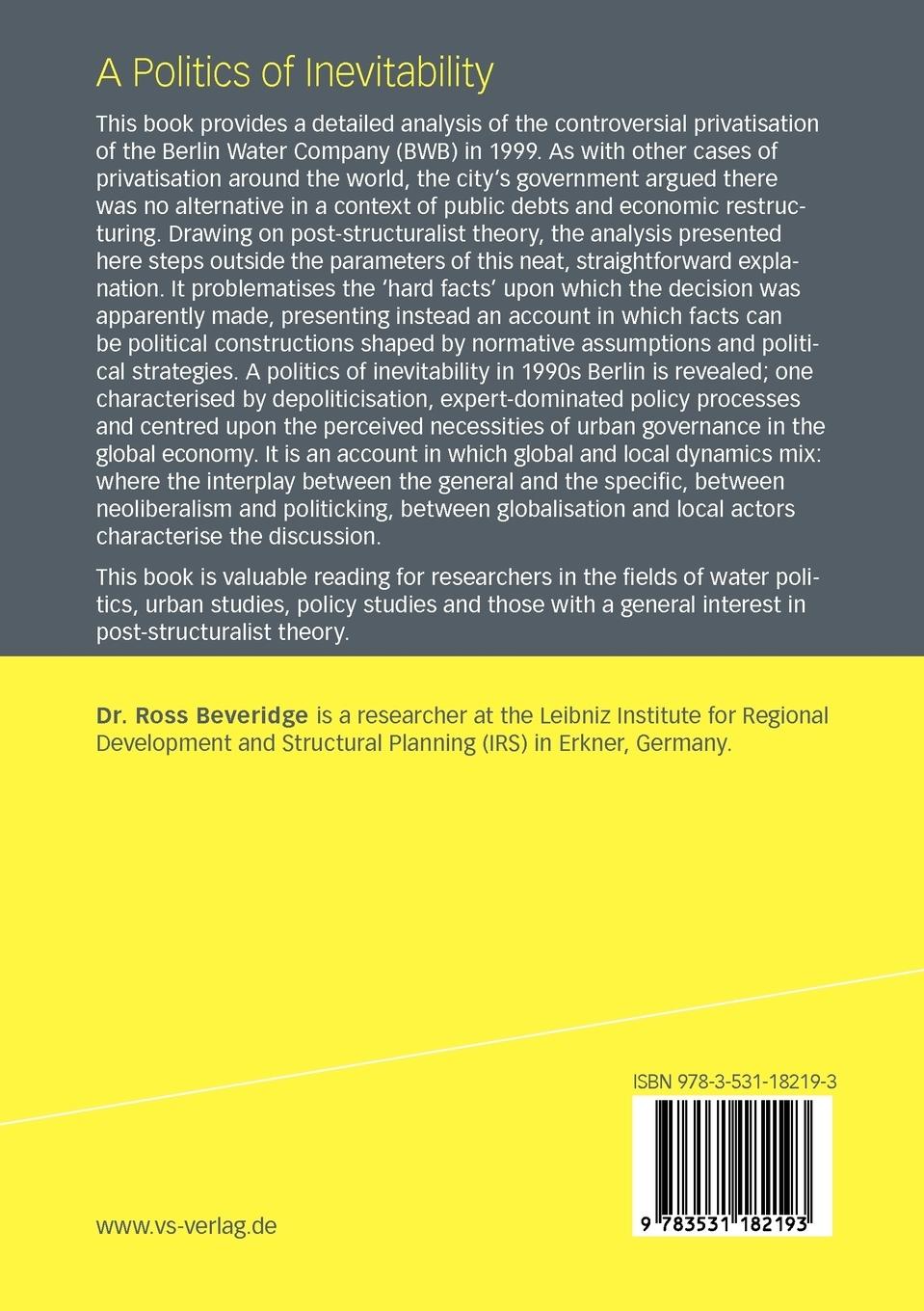 Rückseitencover A Politics of Inevitability