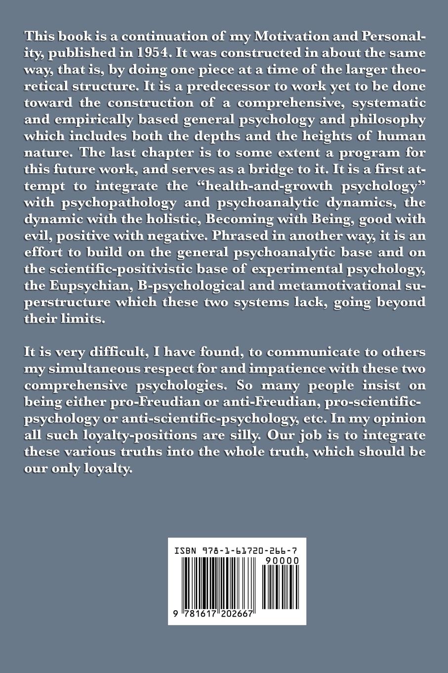 Rückseitencover Toward a Psychology of Being