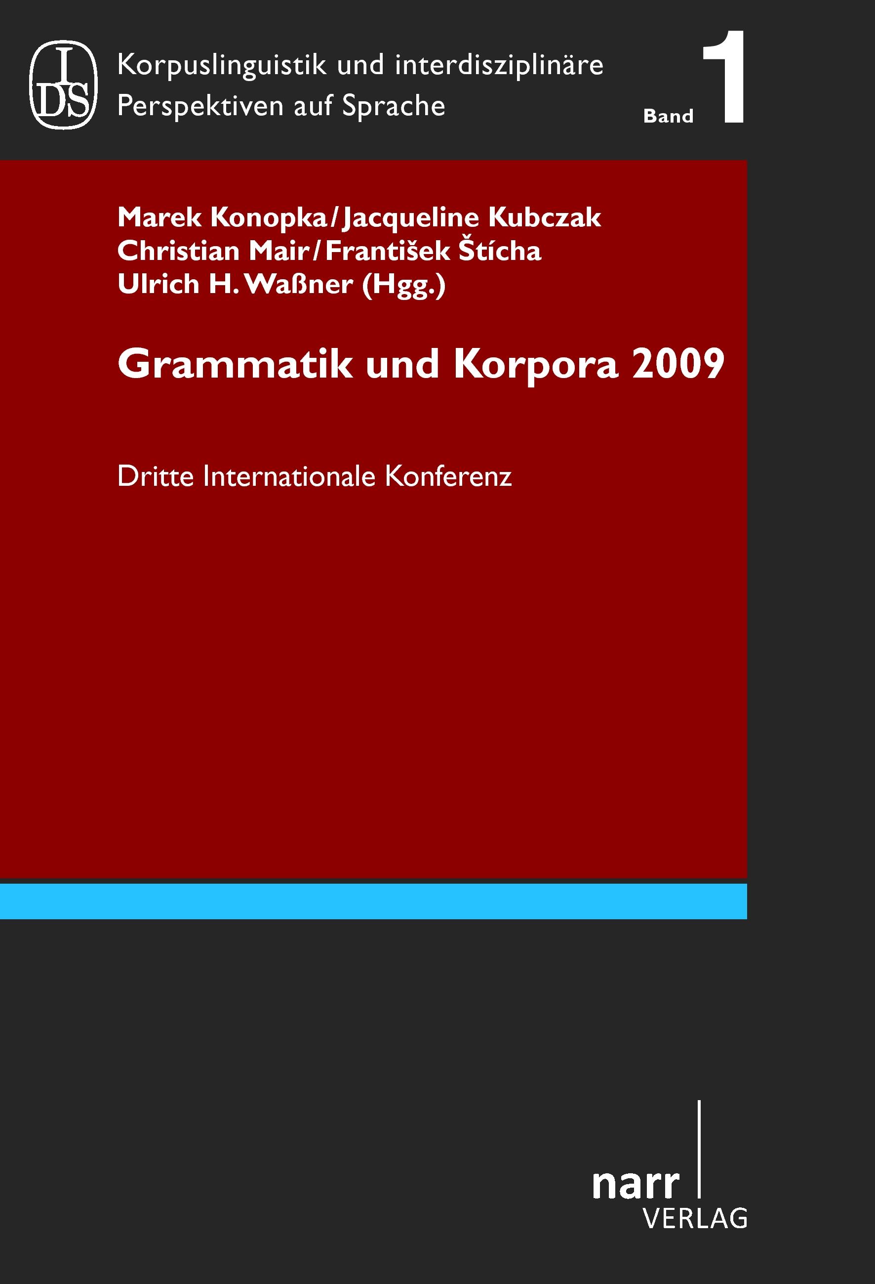 Vorderes Coverbild Grammatik und Korpora 2009