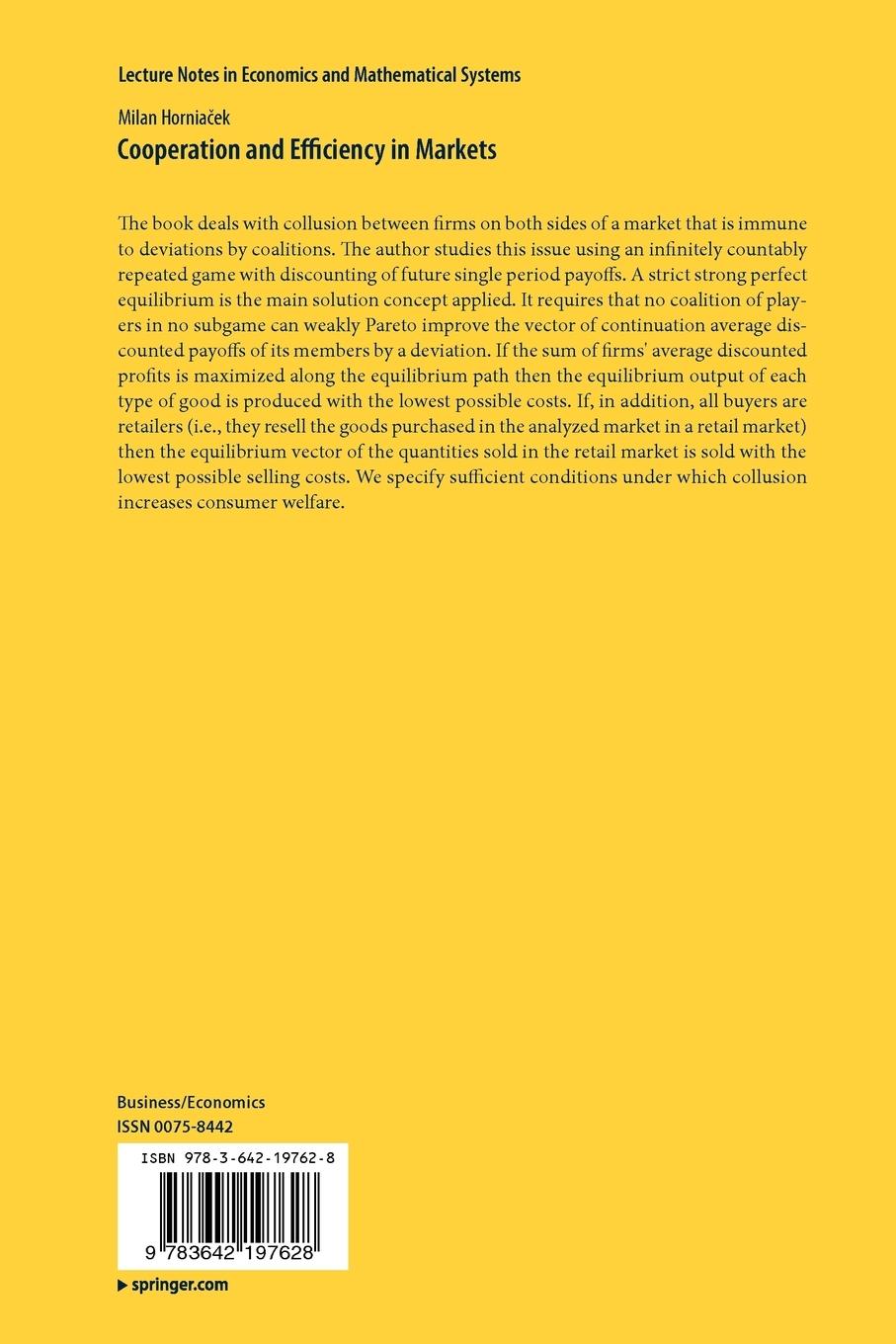 Rückseitencover Cooperation and Efficiency in Markets