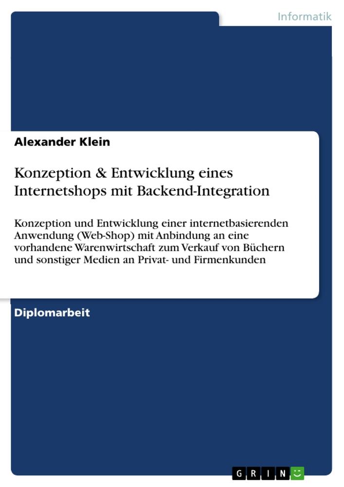 Vorderes Coverbild Konzeption & Entwicklung eines Internetshops mit Backend-Integration