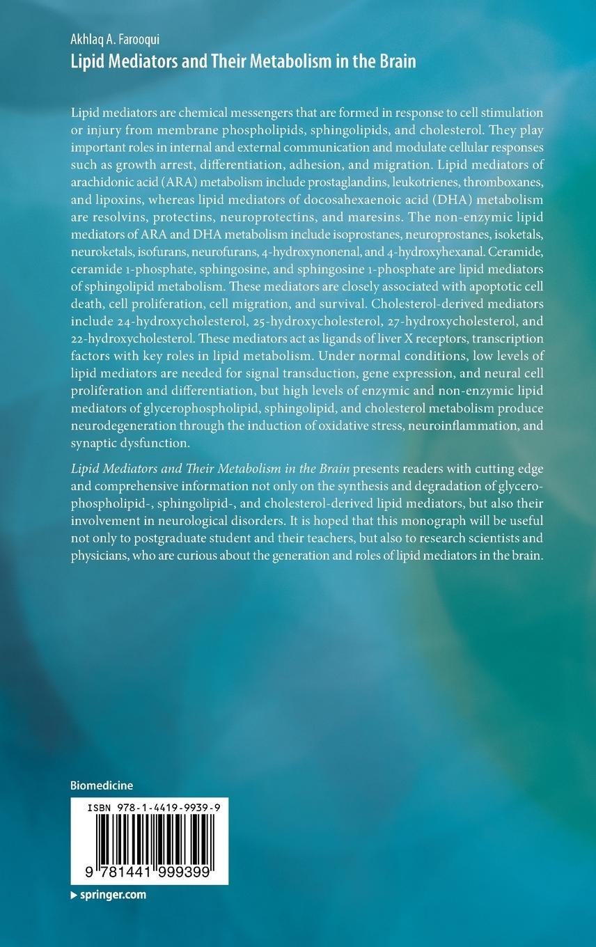Rückseitencover Lipid Mediators and Their Metabolism in the Brain